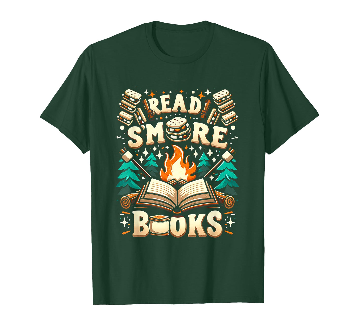 Read More Books Camping Outdoors Travel Campfire Smores T-Shirt