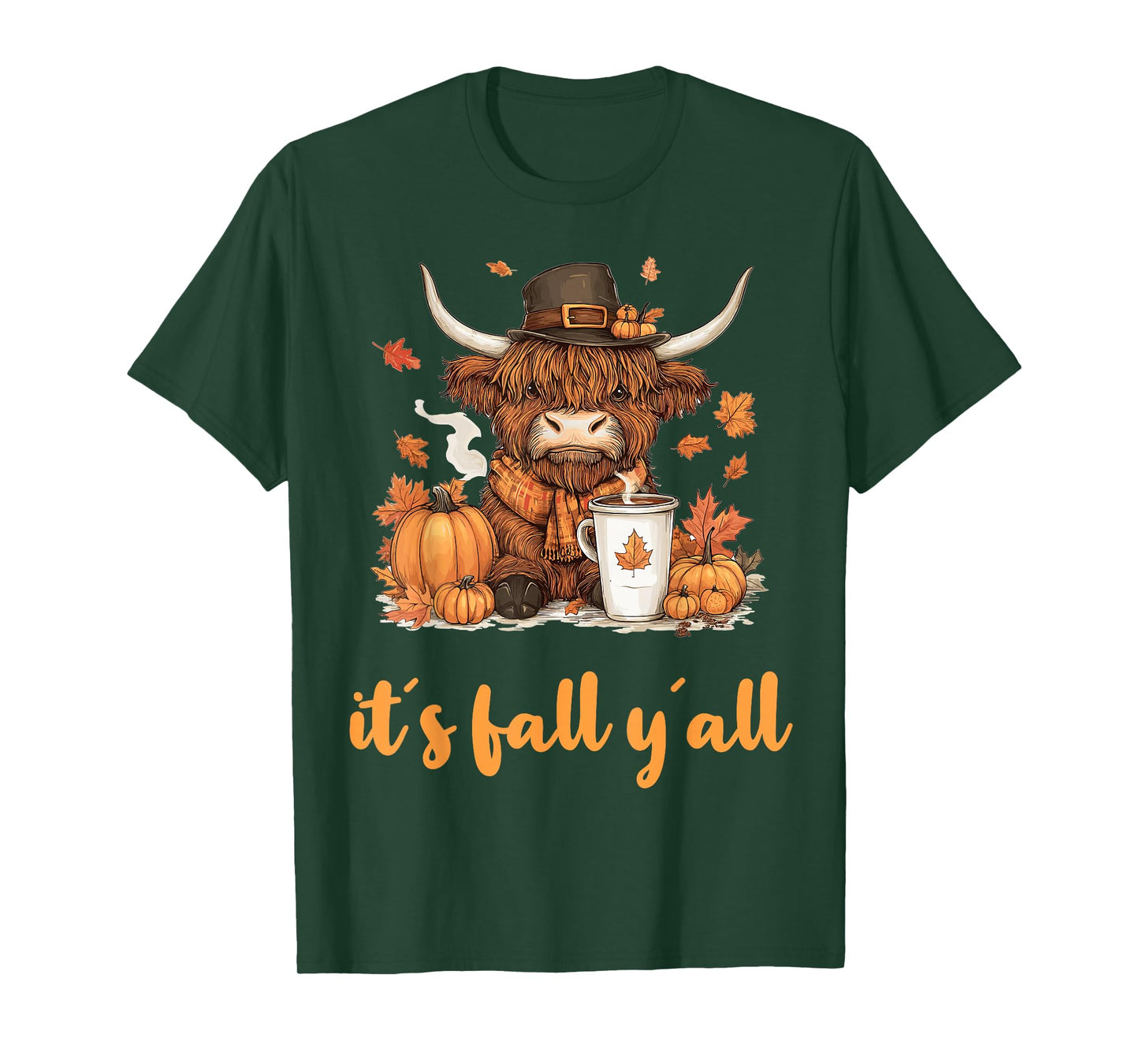 Scottish Highland Cow Fall Thanksgiving it´s fall yáll T-Shirt