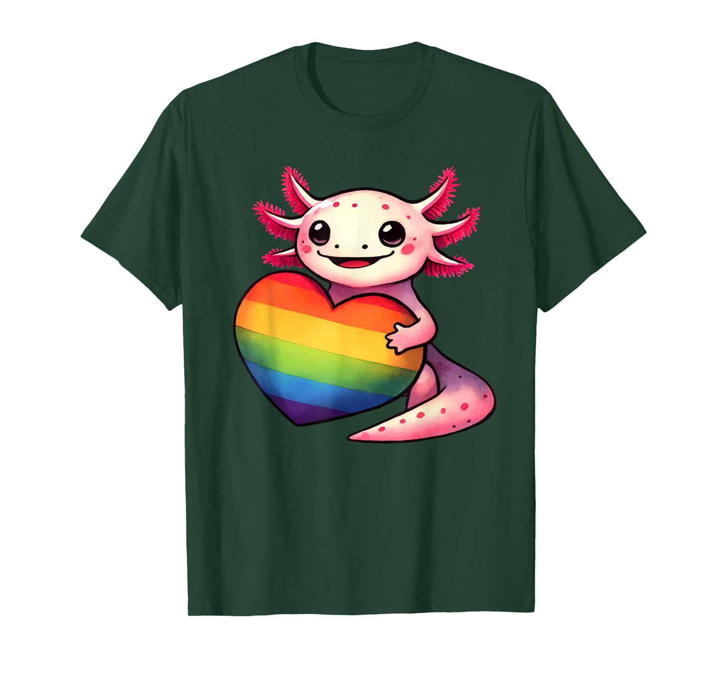 Gay Pride Axolotl Heart Rainbow Flag LGBT Women Girls Kids T-Shirt