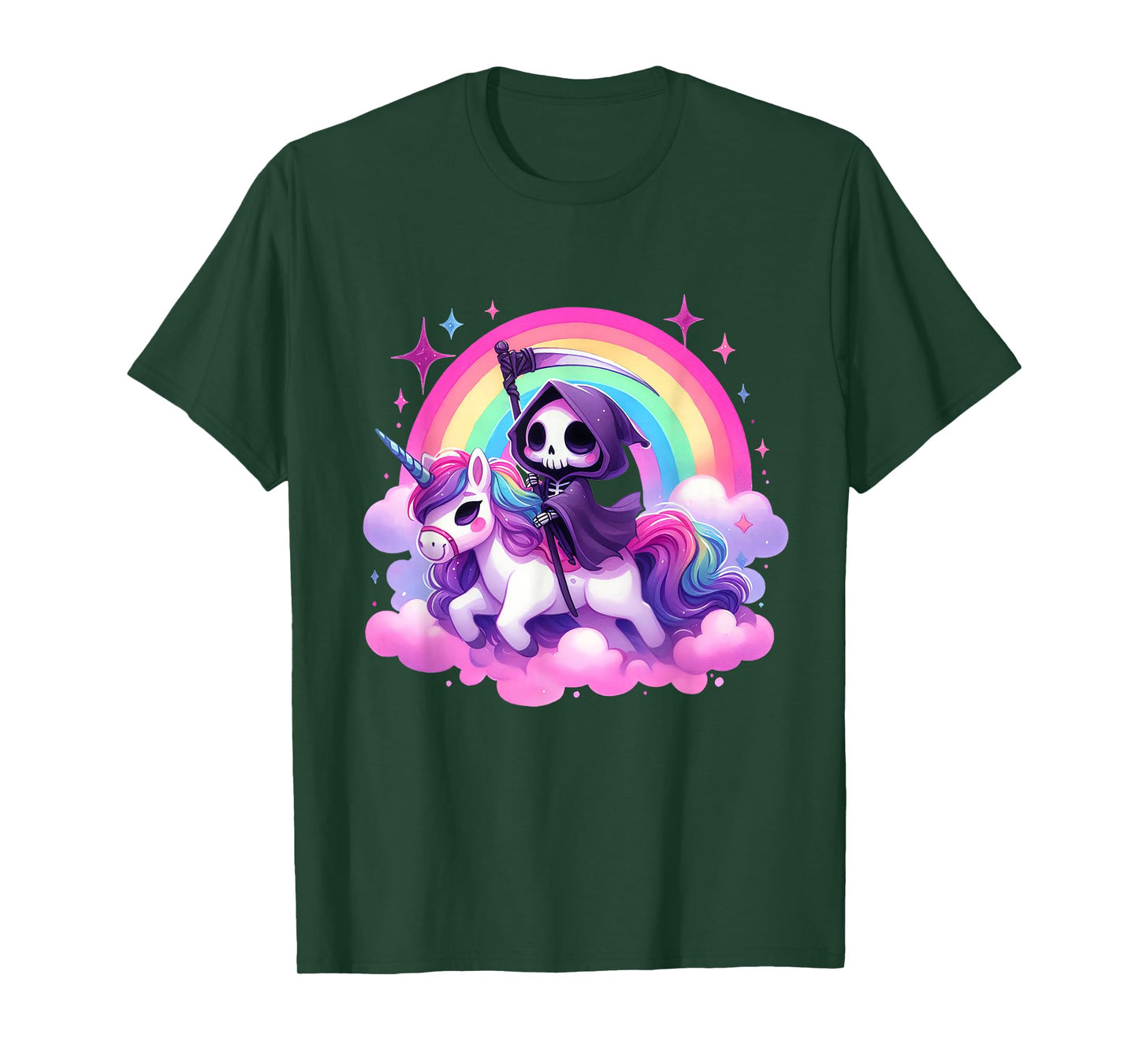 Halloween Unicorn Costume Grim Reaper Riding Unicorn T-Shirt