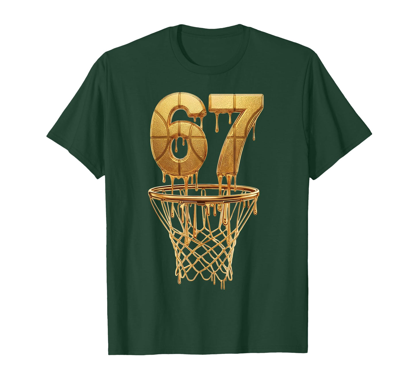 67 Gold Drip Basketball 6 7 Six Seven Meme Gen Alpha Slang T-Shirt