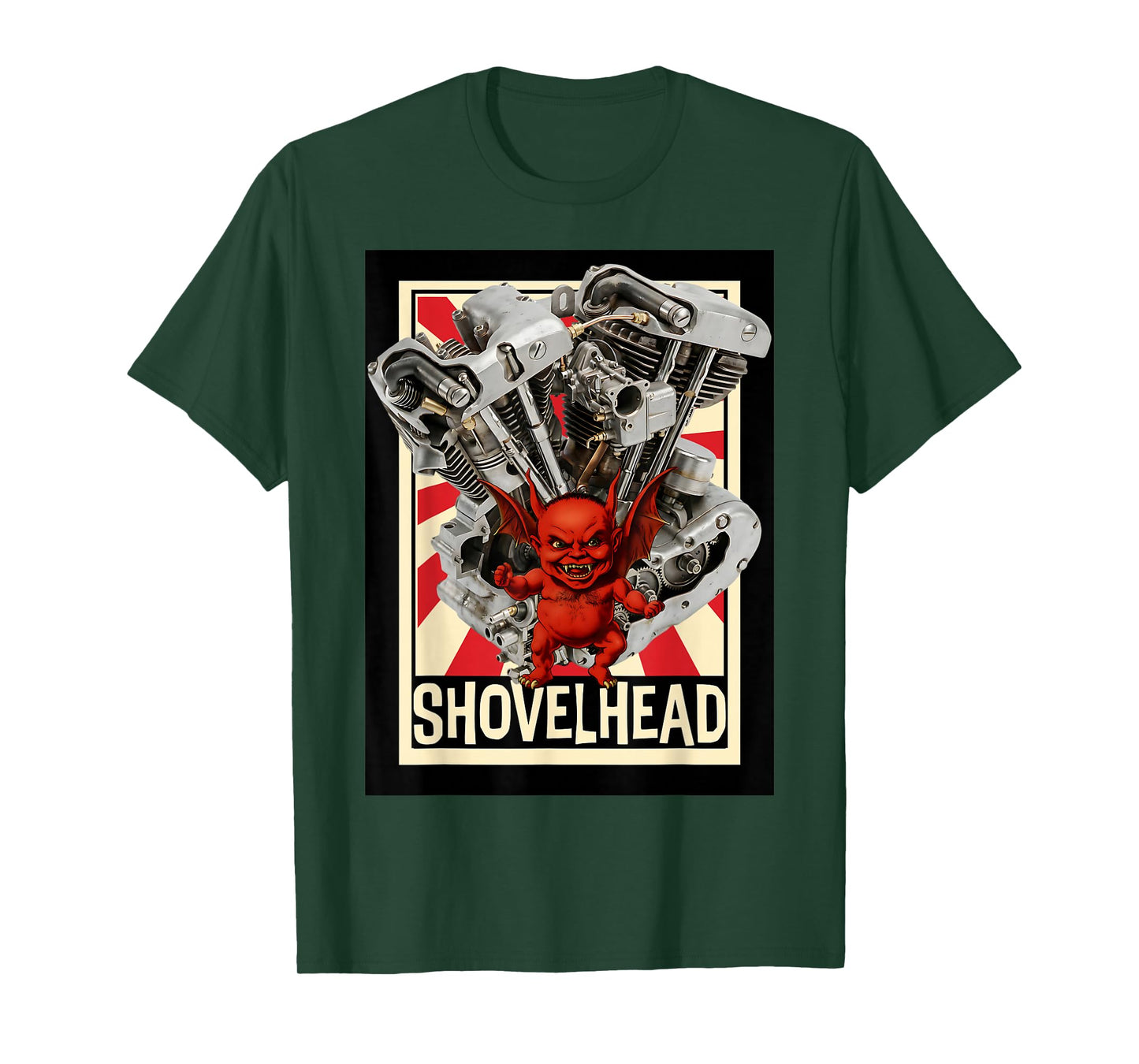 Shovelhead Engine Devil Biker Motorcycle Chopper Hot Rod T-Shirt