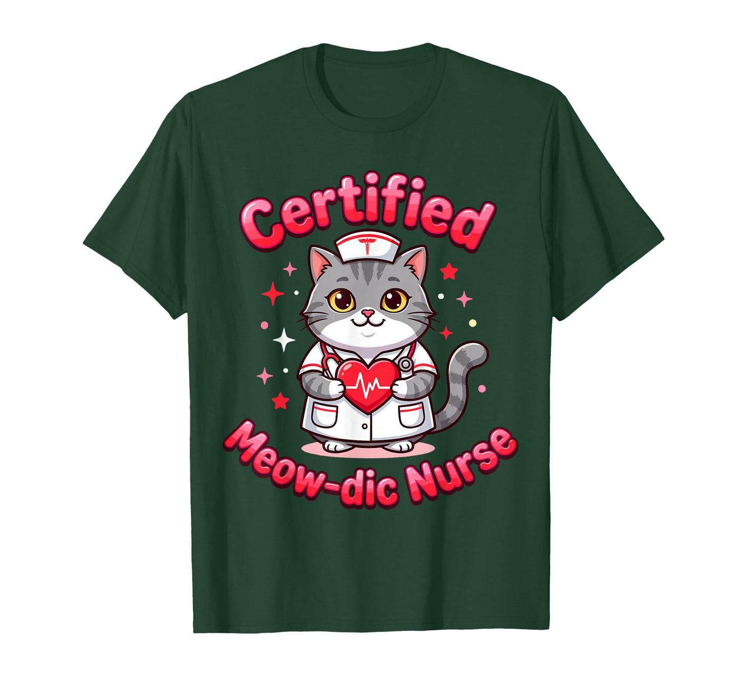 Funny Nurse Certified Meow-dic Cat Nursing RN Staff Humor T-Shirt
