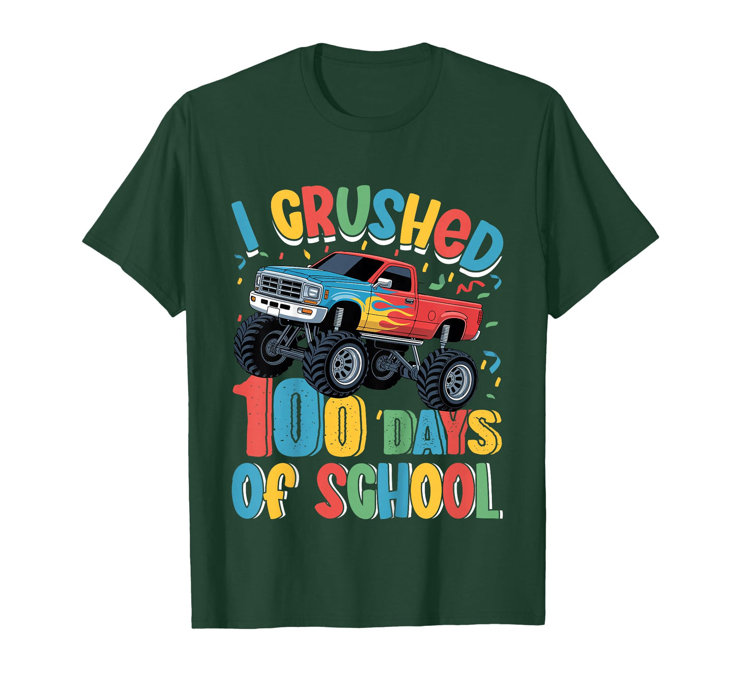 Kids 100 Days of School Monster Truck 100th Day of School Boys T-Shirt