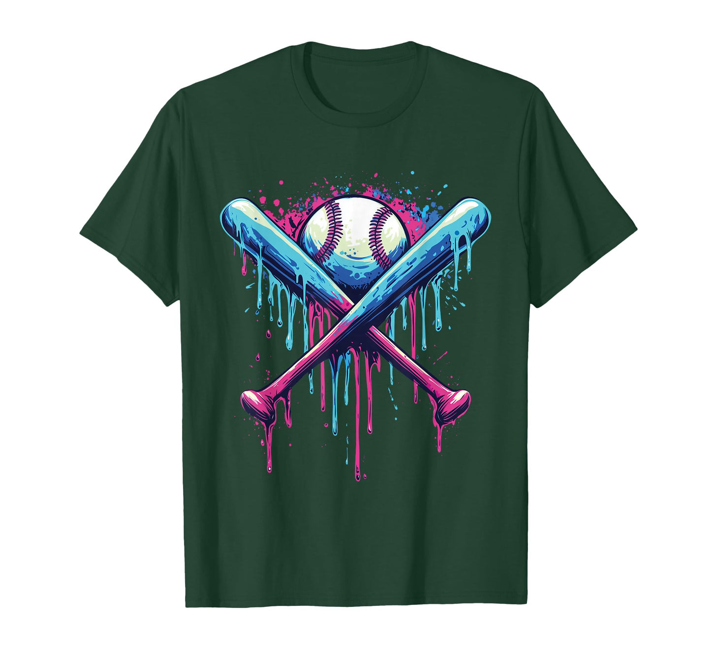 Baseball Bat Drip Funny Graphic T-Shirt