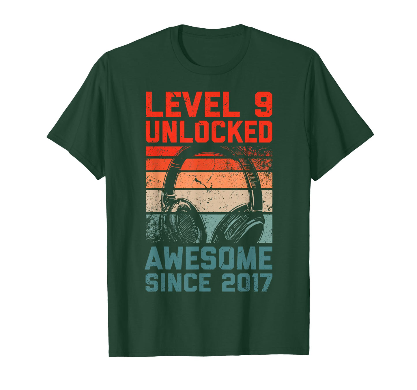 Level 9 Unlocked Awesome Since 2017 9th Birthday Gaming T-Shirt