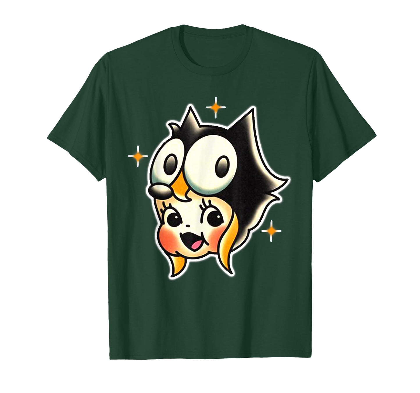 Kewpie Baby Felix Cat Tattoo Flash T-Shirt