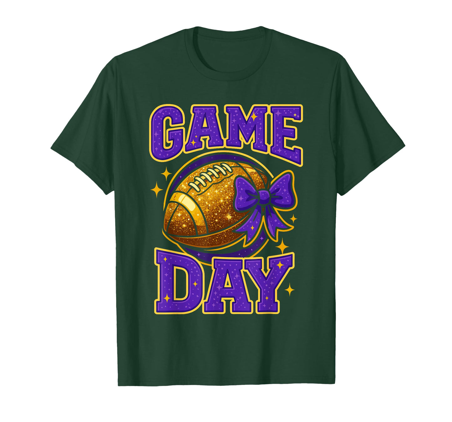 Purple and Gold Game Day Outfits, Football Mom Coquette Bow T-Shirt