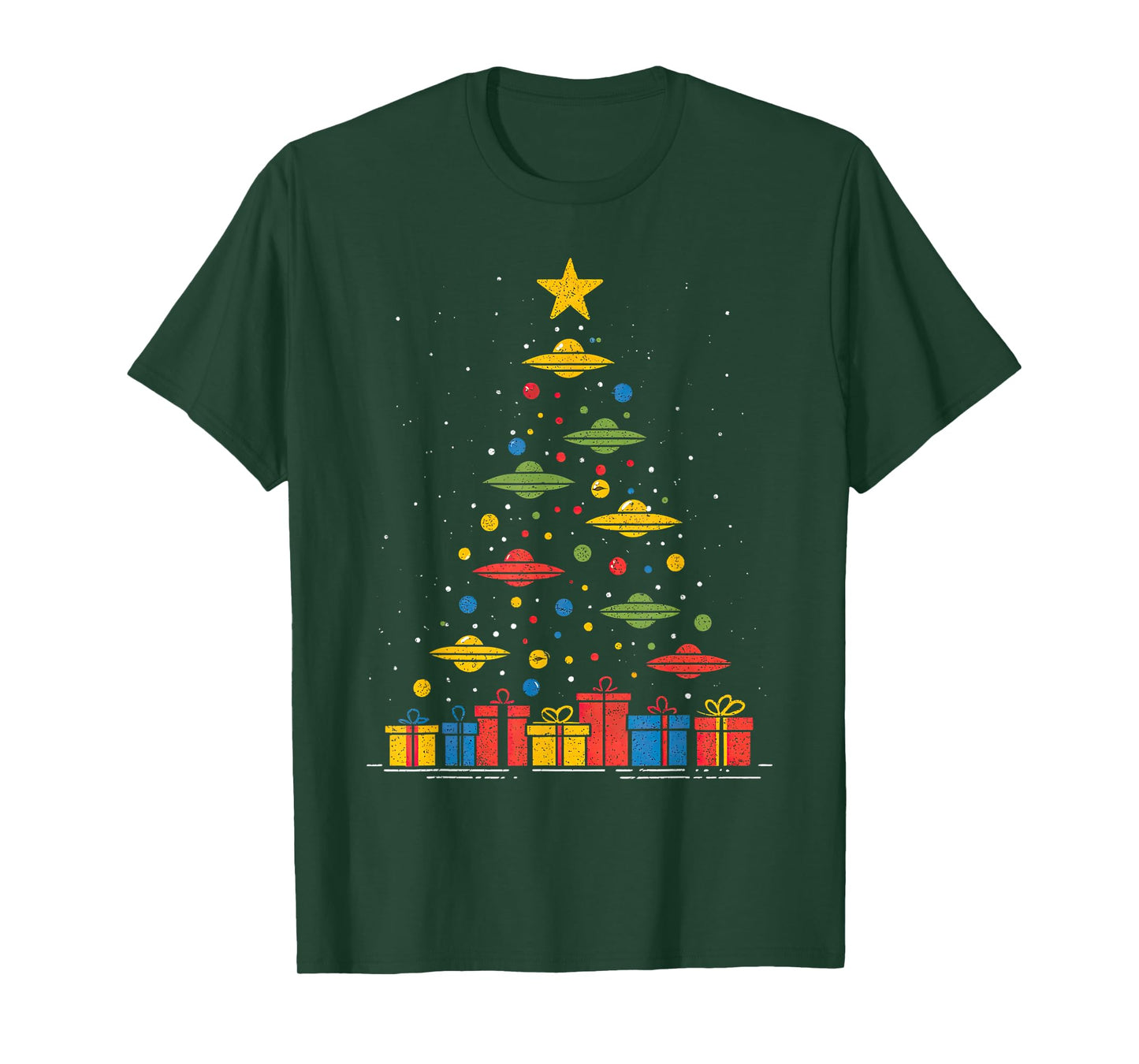 Funny UFO Christmas Tree Graphic Uap Alien Flying Saucers T-Shirt