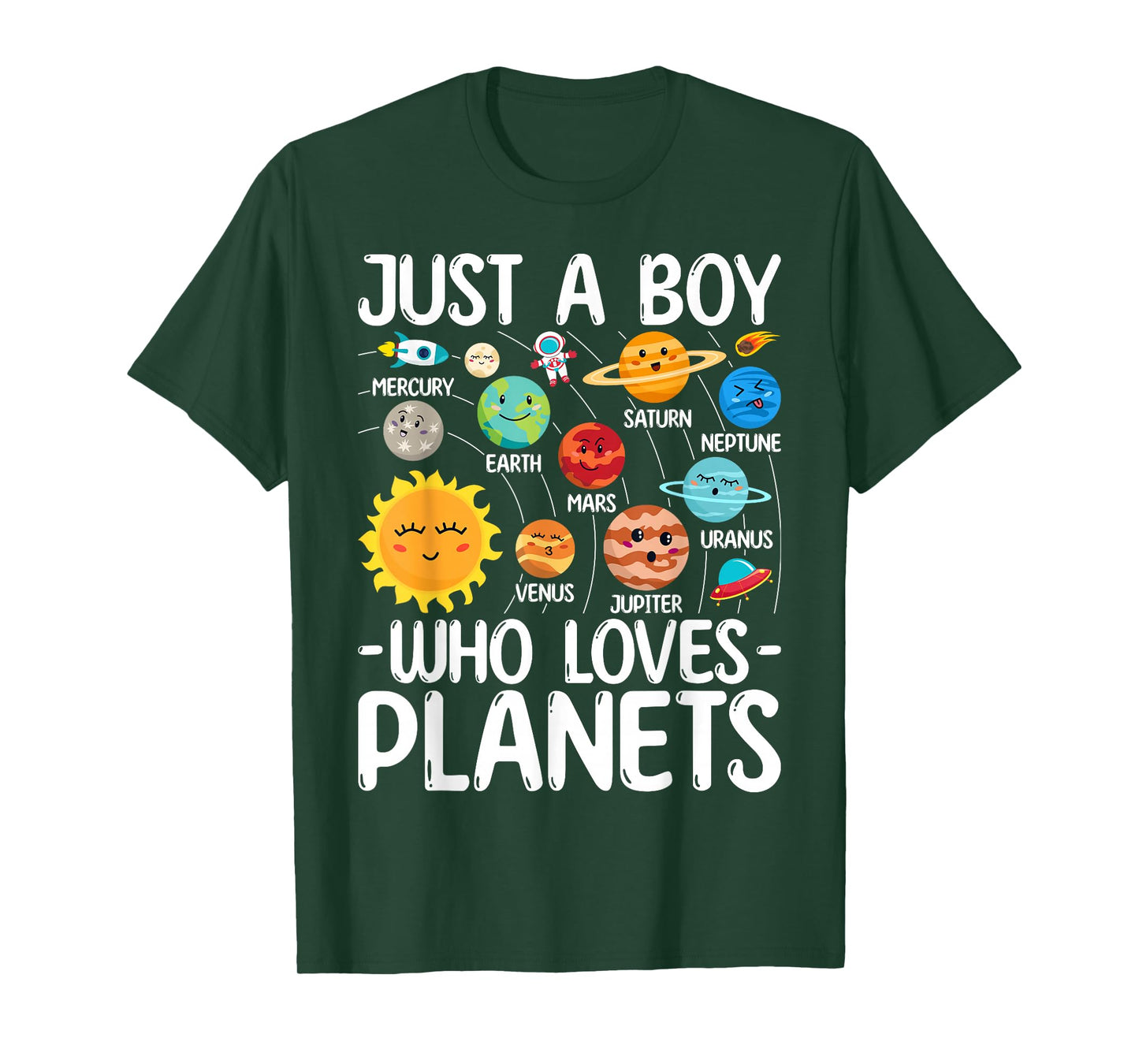 Just A Boy Who Loves Planets Solar Star System Science Space T-Shirt