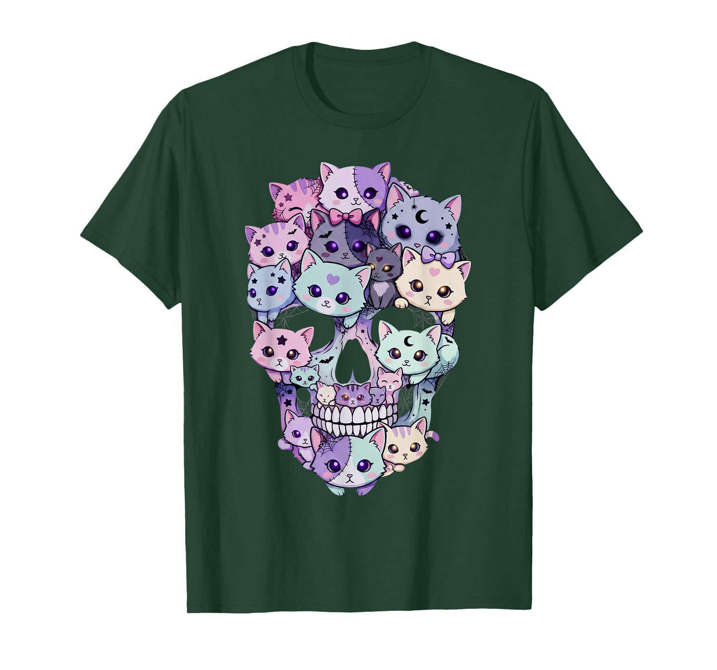 Creepy Cute Cat Skull Halloween Aesthetic Kawaii Kitty T-Shirt