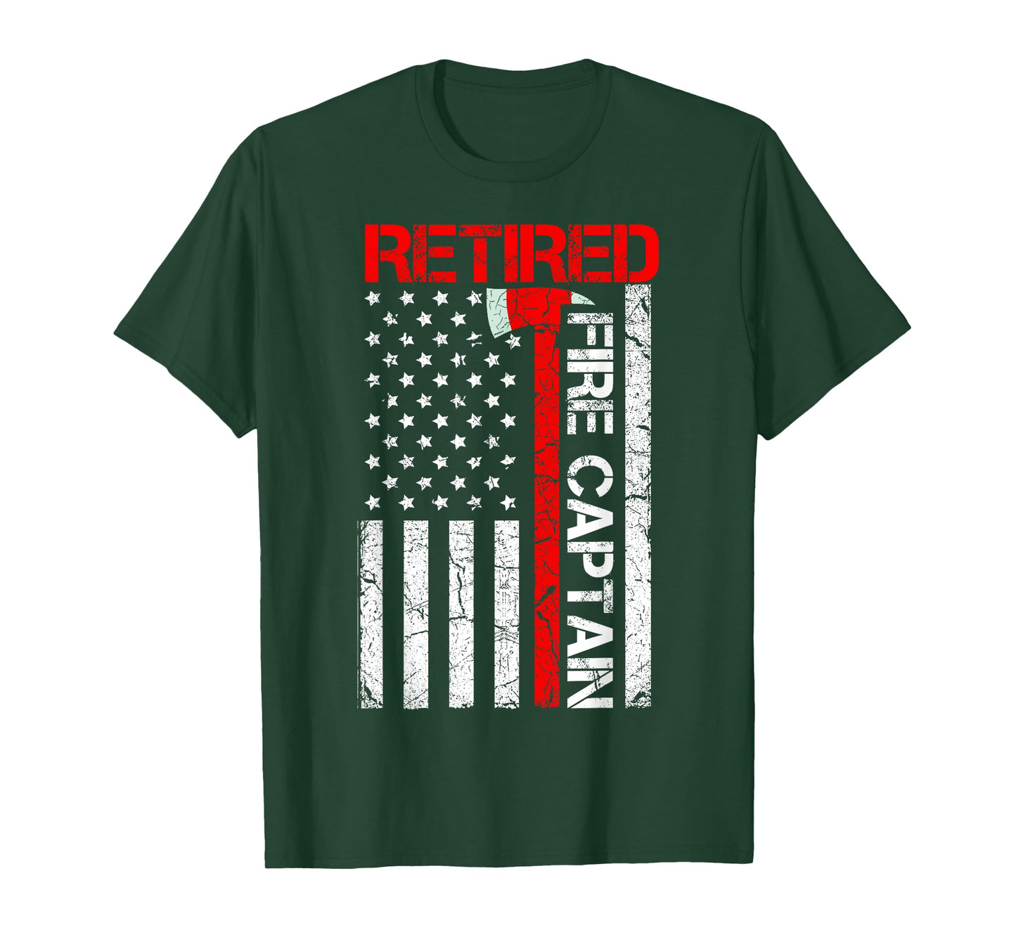 Retired Firefighter Fire Captain Retirement American Flag T-Shirt