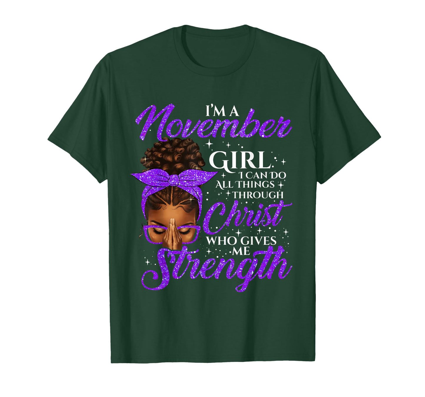 November Girl Birthday Black Women Afro Christian Saying T-Shirt