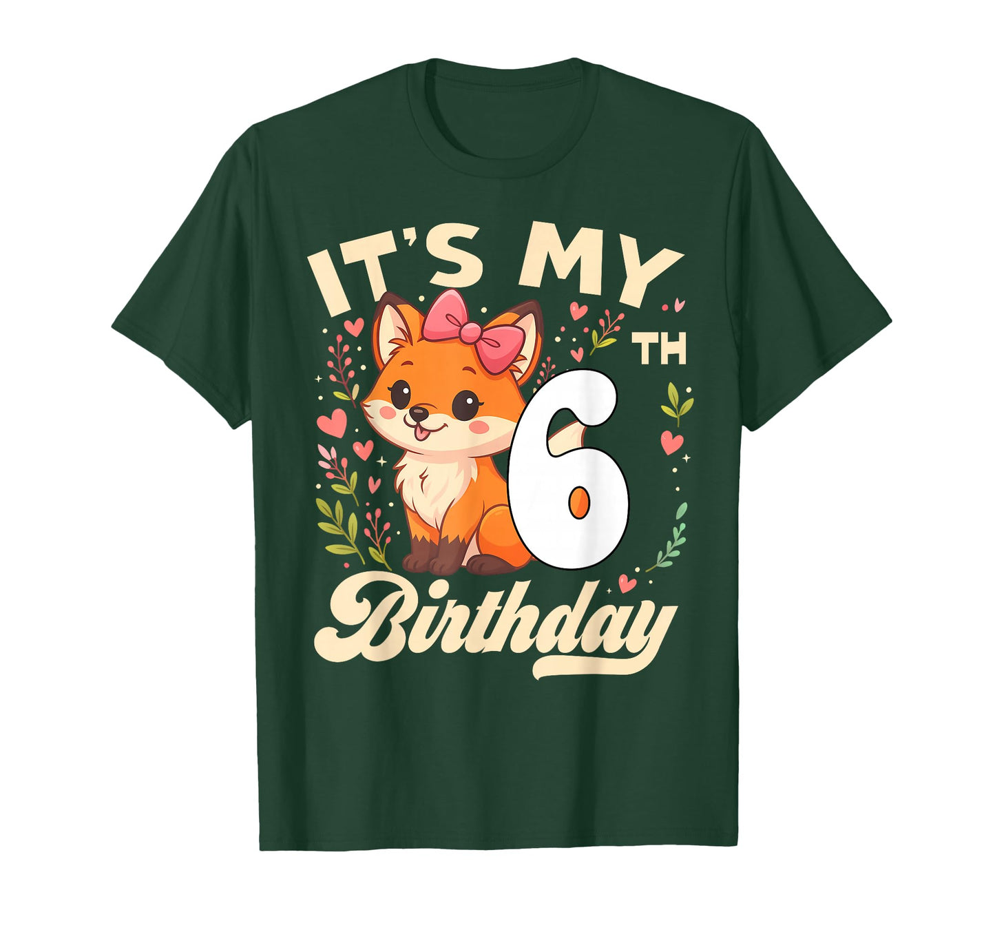 Fox Animal Lovers 6th Birthday Girl Fox B-Day 6 Years Old T-Shirt