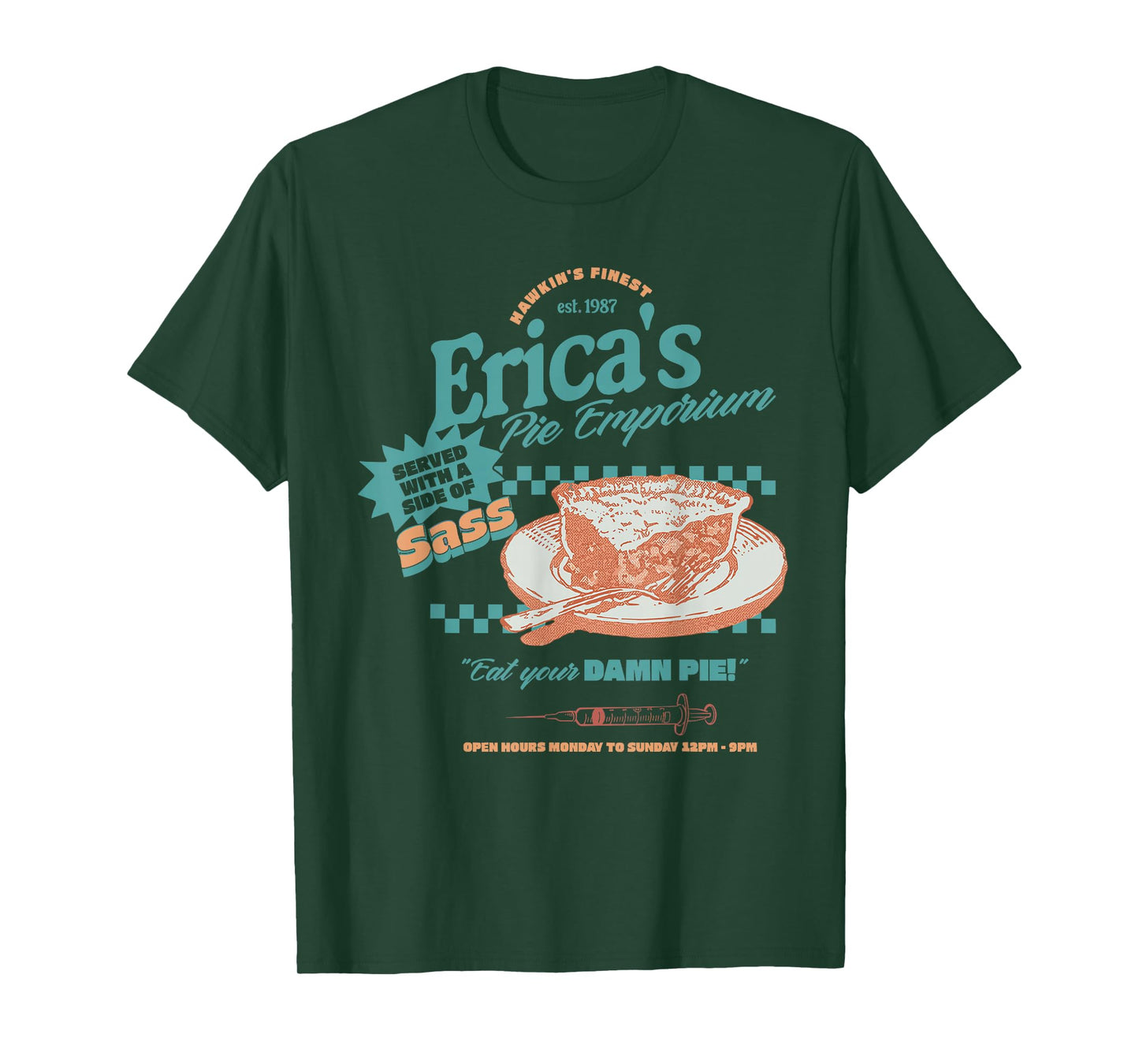Retro 80s Diner Erica’s Pie Emporium Eat Your Damn Pie T-Shirt