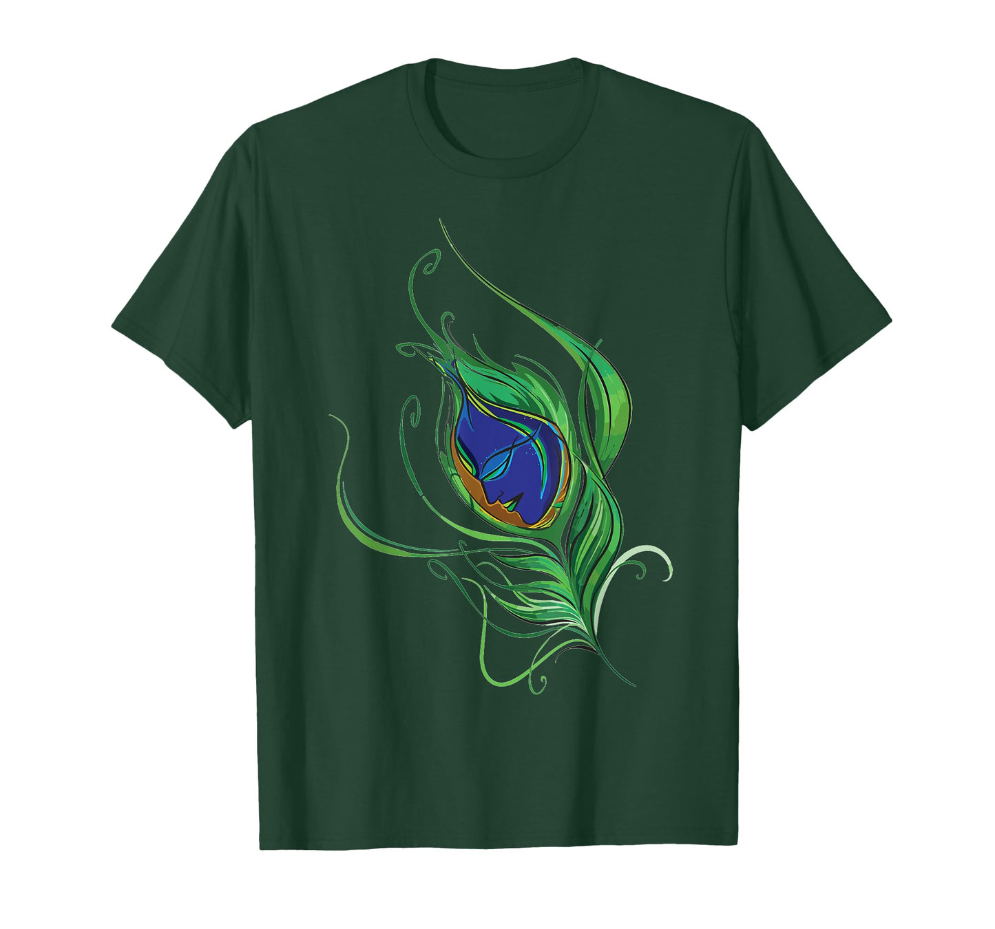 Artistic Peacock Feather Lord Krishna Tshirt. T-Shirt