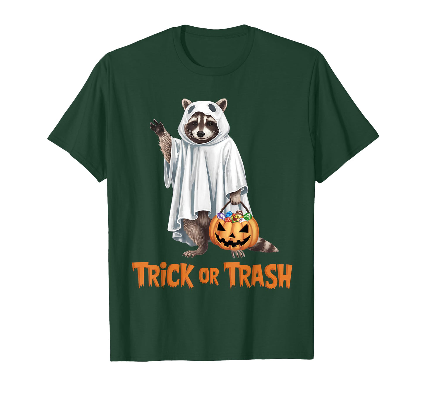 Trick Or Trash Funny Raccoon Ghost Halloween Racoon T-Shirt
