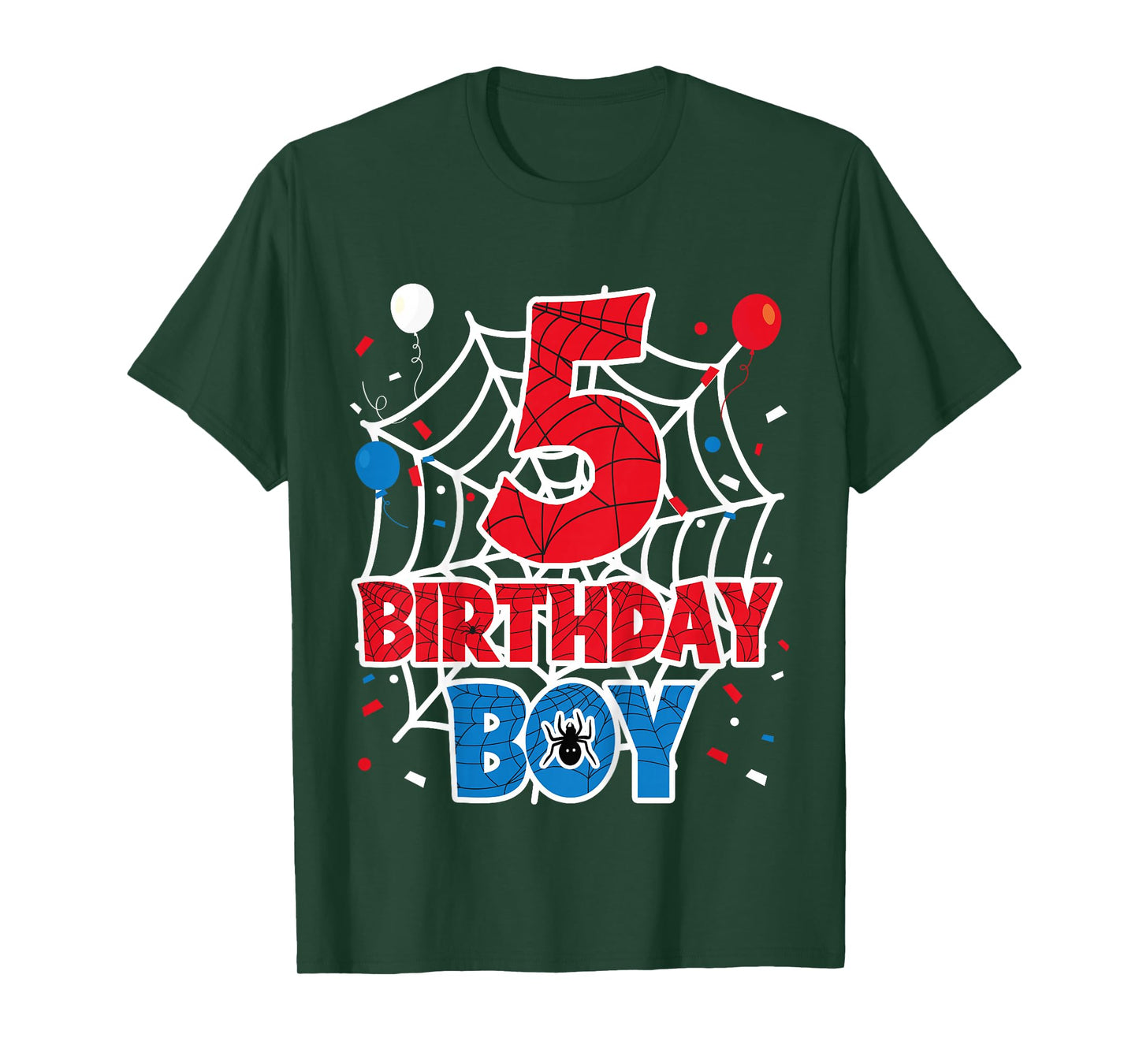 Kids Spider Web 5 Year Old Birthday Boy T-Shirt