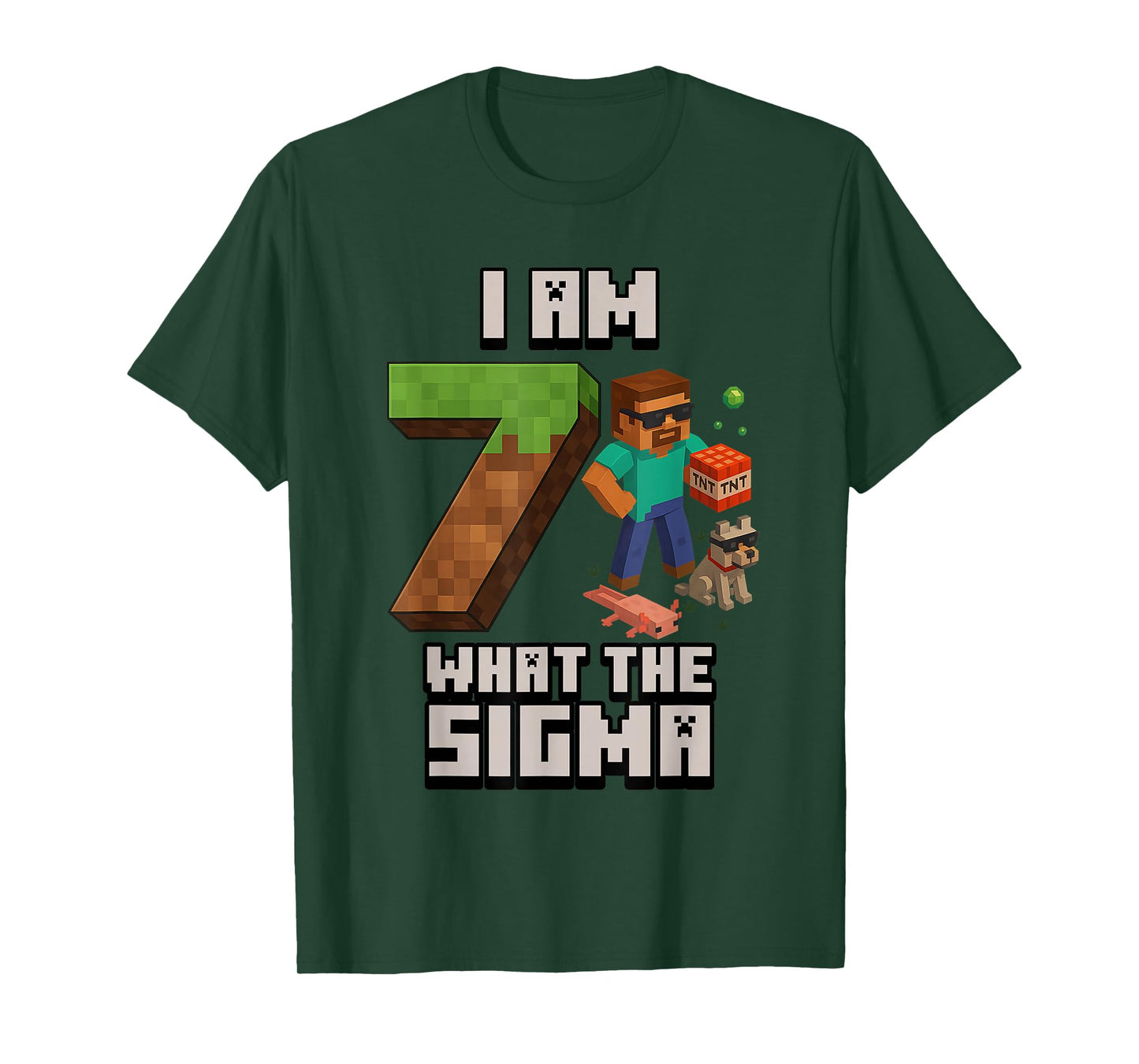 7th Birthday What The Sigma Pixel 7 Bday Gamer Boys Kids T-Shirt