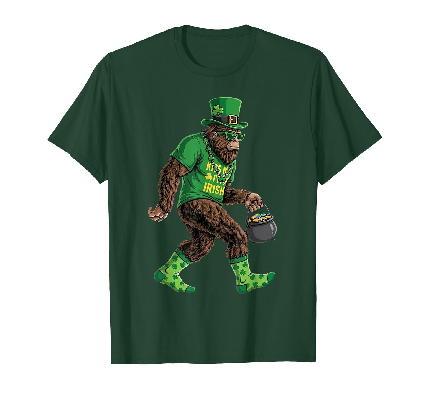 St Patricks Day Bigfoot Green Funny Sasquatch Big Foot T-Shirt