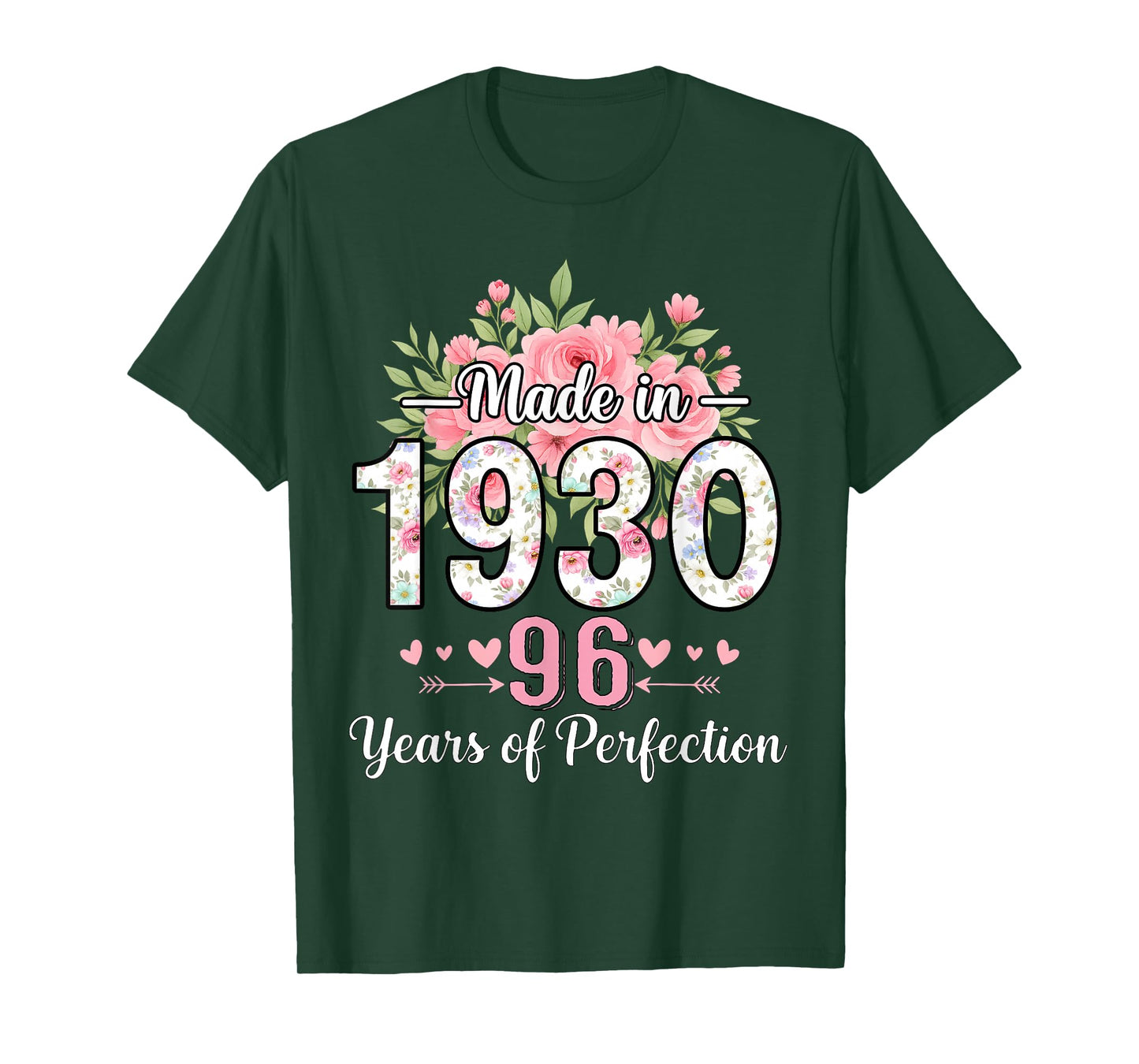 Made in 1930 Floral 96th Birthday Gifts Women 96 Years Old T-Shirt