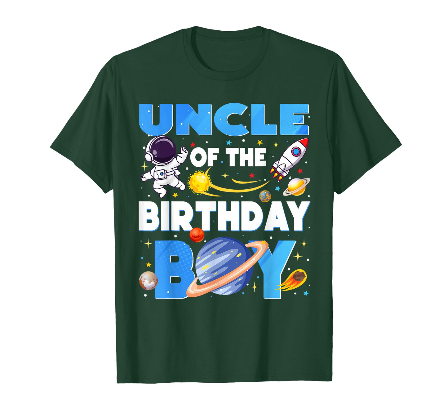 Family Space Planets Uncle of The Birthday Boy Astronaut T-Shirt