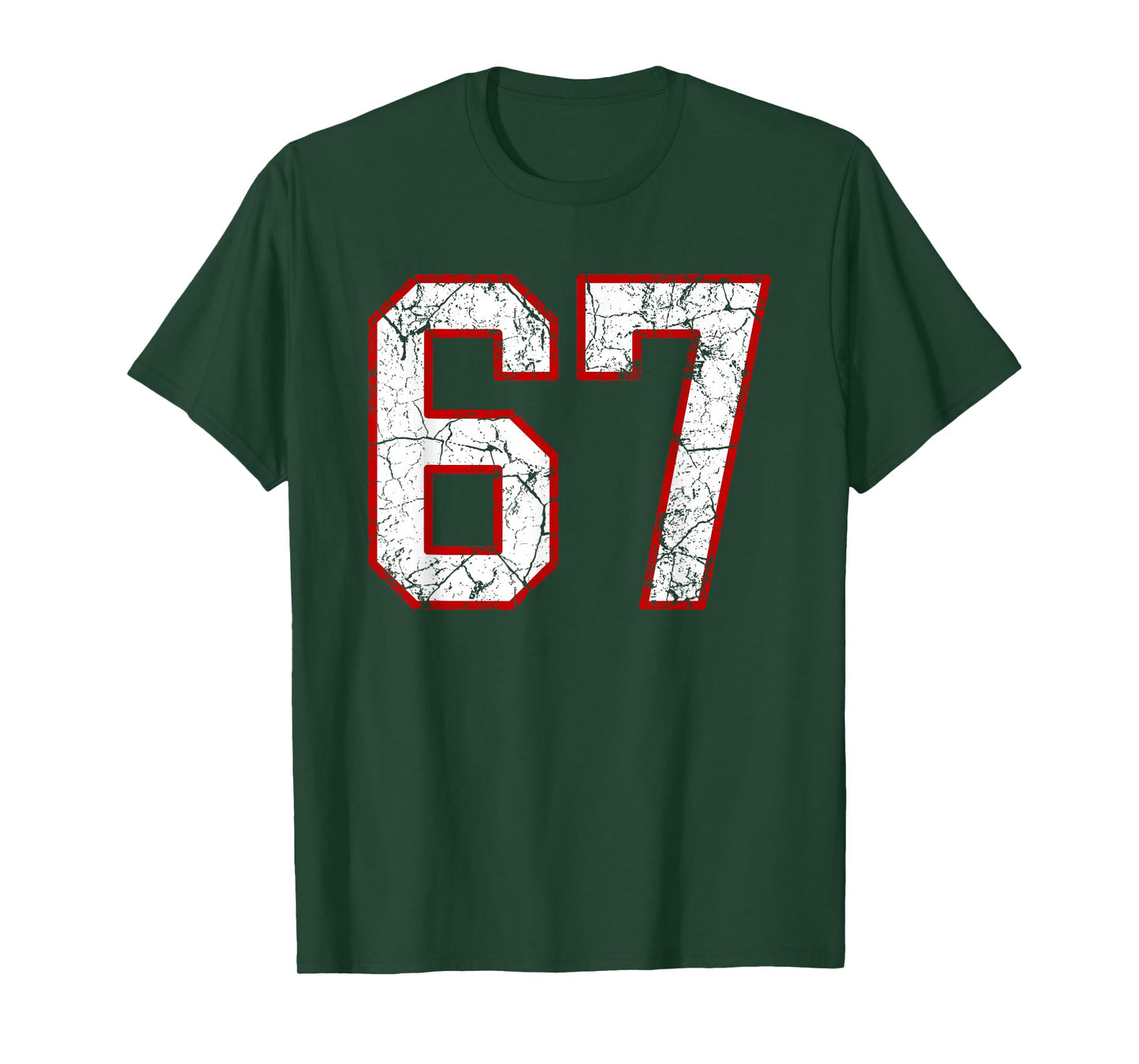 White and Red Sports Number 67 Jersey Uniform Player T-Shirt