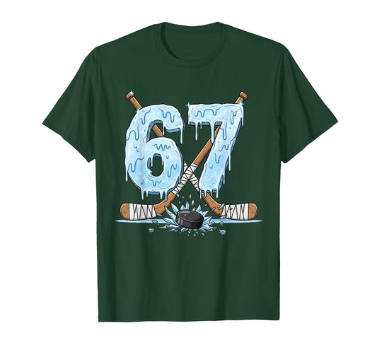 67 Hockey Drip Number Funny Meme Style Boys Graphics T-Shirt
