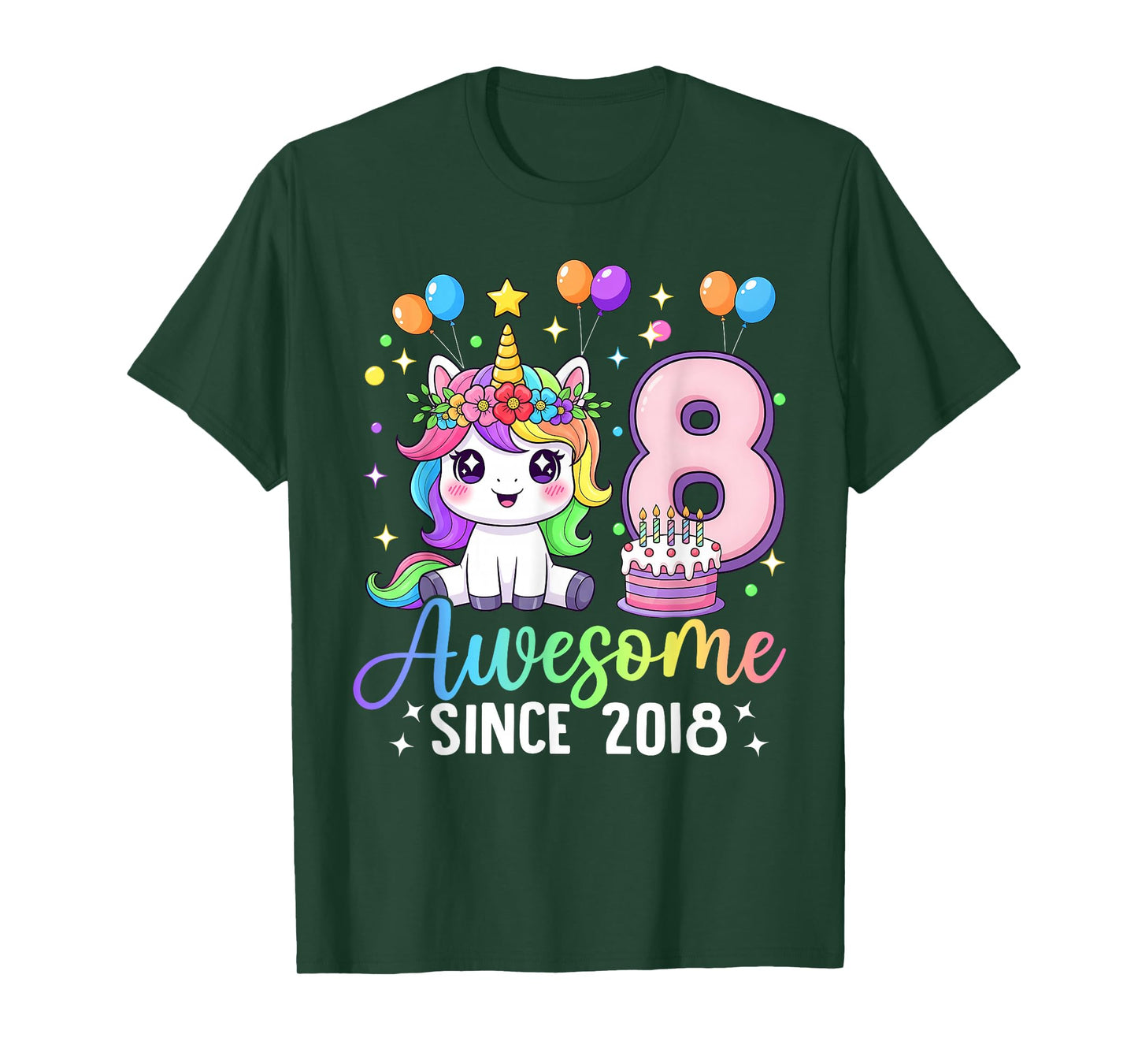 Unicorn 8th Birthday 8 Year Old Unicorn Party Birthday Girl T-Shirt