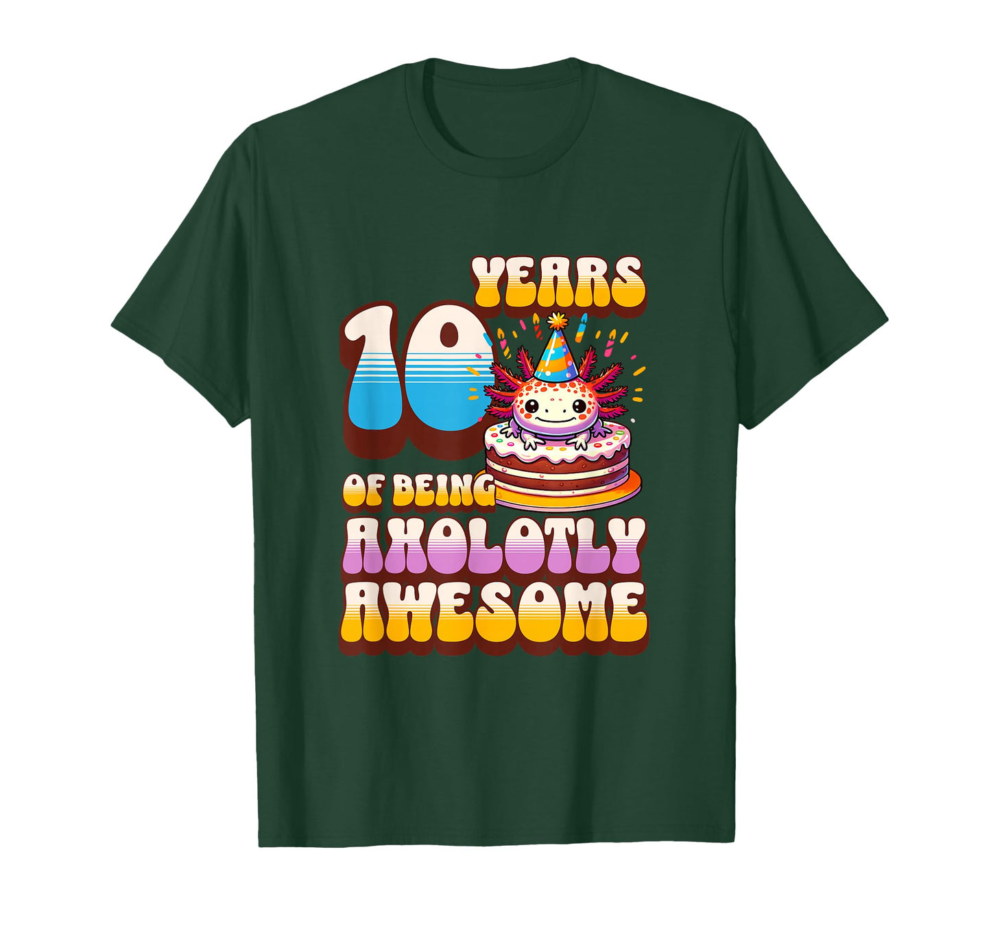 10 Years Axolotly Awesome Cute Axolotl 10th Birthday Kids T-Shirt