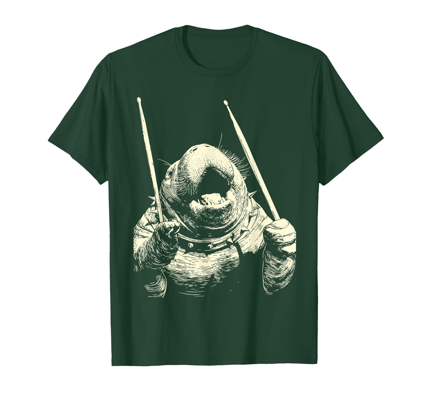 Manatee Playing Drums Funny Musician Animal Drummer Punk T-Shirt