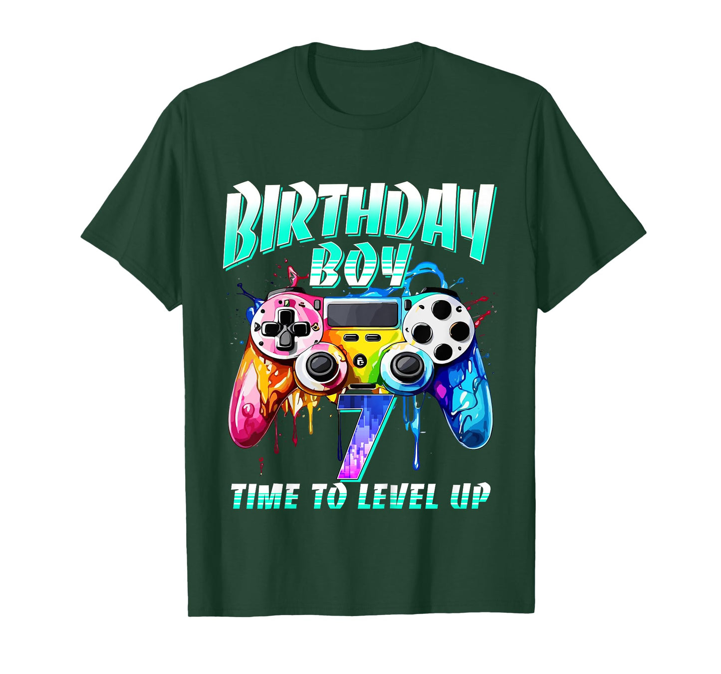 Kids Birthday Boy Time To Level Up Gamer Video Game 7 Years Old T-Shirt