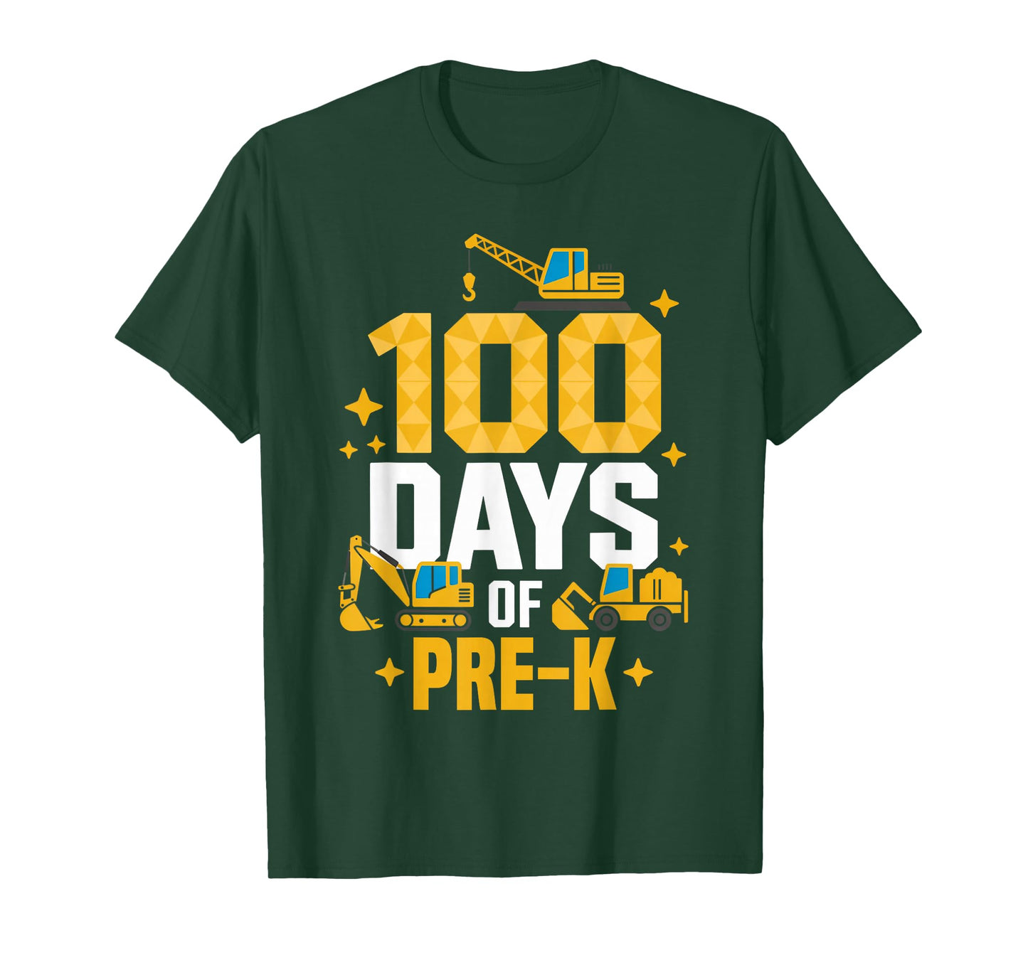 100 Days of Pre-K Toddlers Construction Vehicle Kids Boys T-Shirt