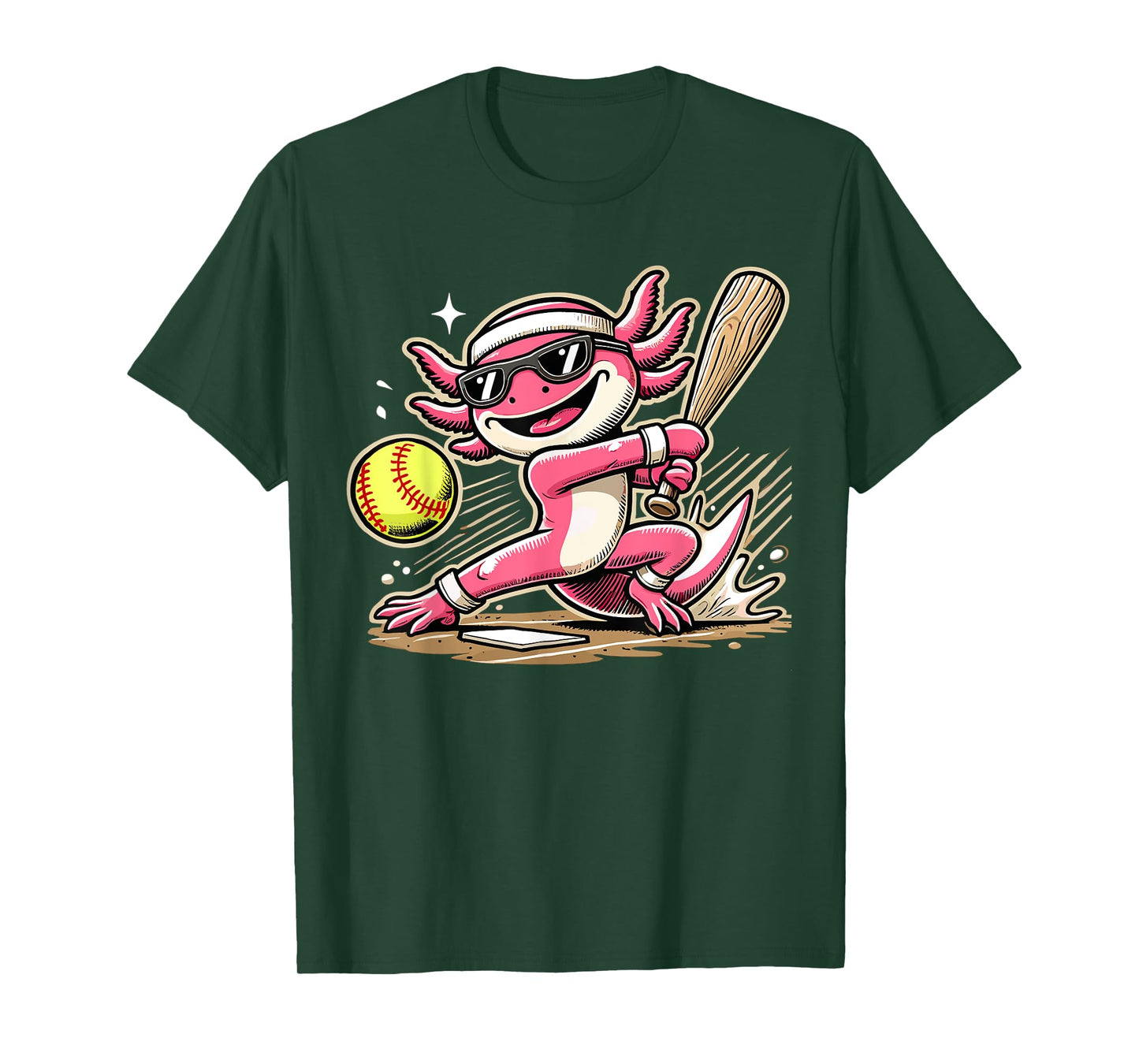 Axolotl Playing Softball, Softball Player Sports Kids T-Shirt