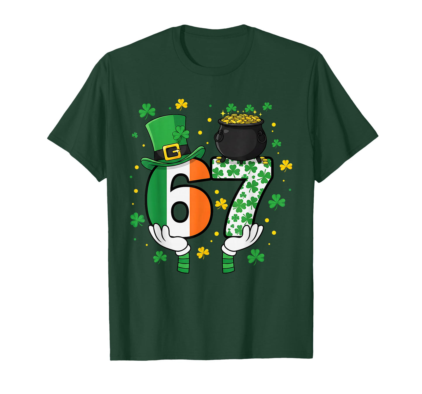 Six Seven Meme 67 St Patrick's Day Shamrocks Men Women Kids T-Shirt