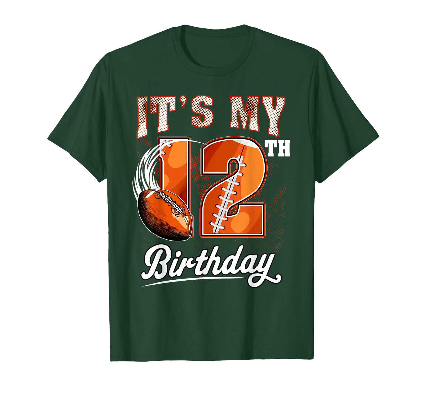 Kids 12 Year Old It's My 12th Birthday Football Themed Party T-Shirt