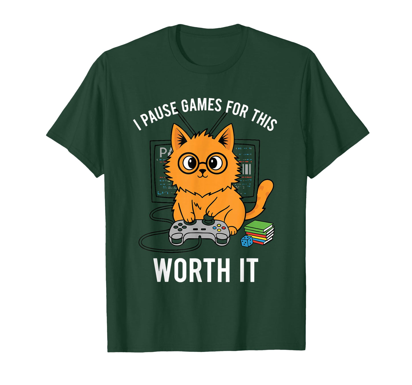 I Pause Games for This Funny Orange Cat Video Gamer T-Shirt
