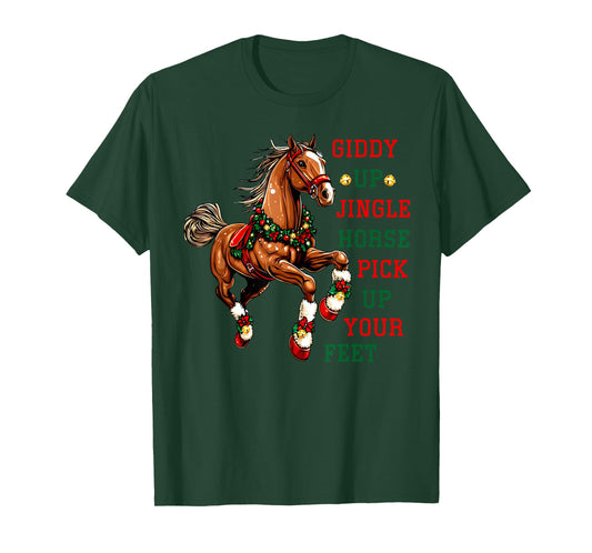 Giddy Up Jingle Horse Western Christmas Horse Country Riding T-Shirt