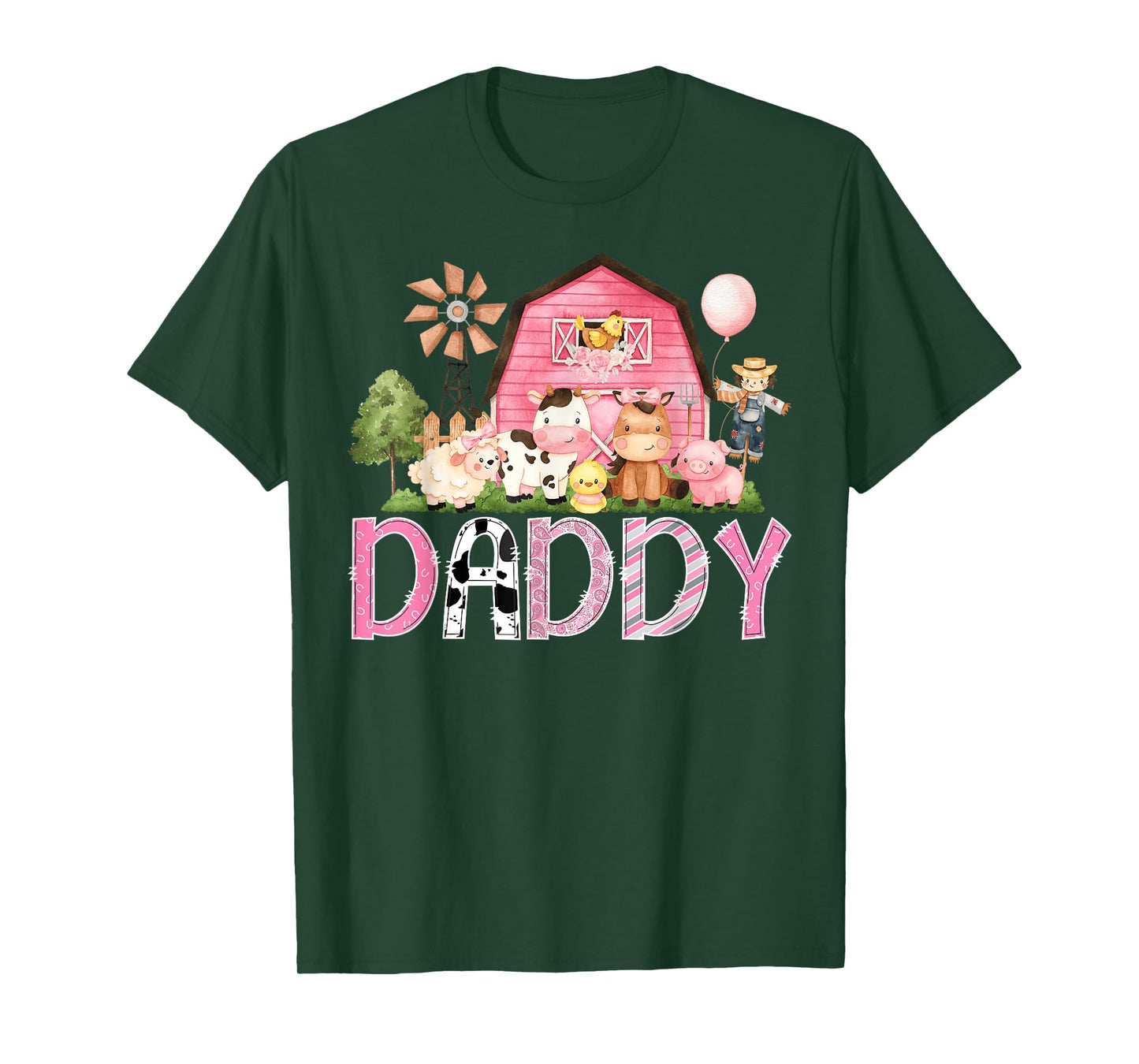 Daddy Pink Farm Cow Birthday Girl Matching Family T-Shirt