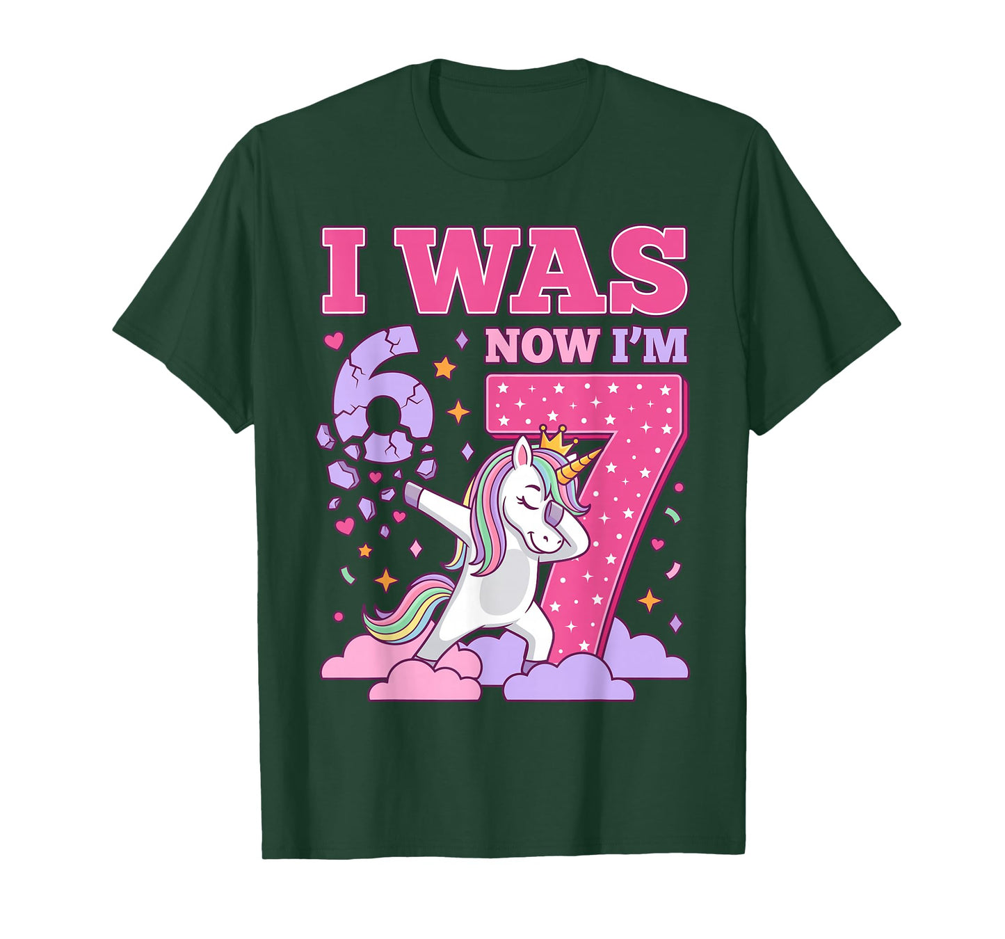 I was 6 Now I'm 7 Unicorn Girl 6 7 Birthday T-Shirt