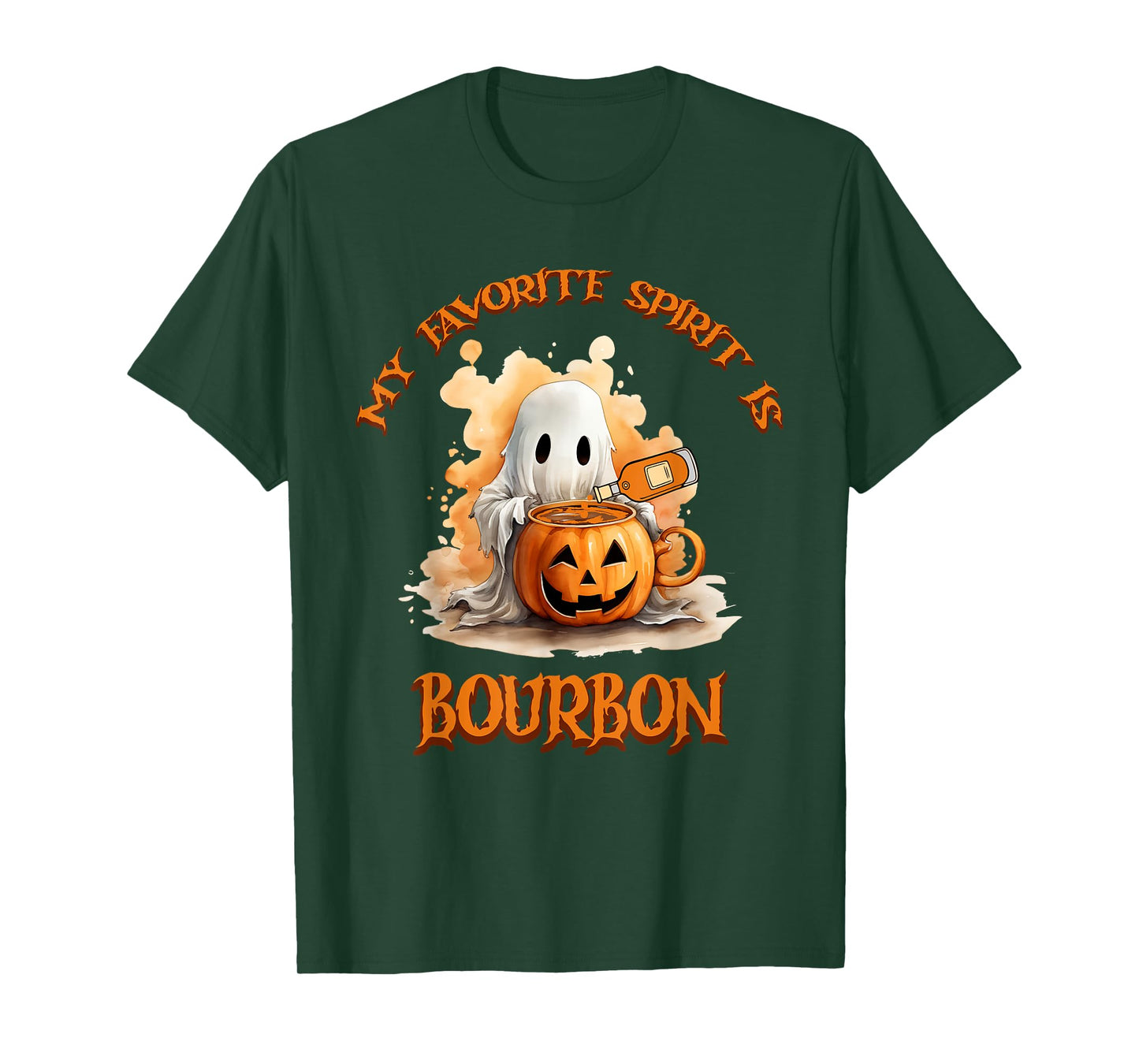 Bourbon My Favorite Spirit Is Bourbon Happy Halloween Boo T-Shirt