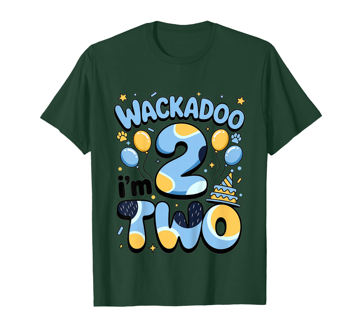 Wackadoo I'm Two 2nd Birthday Boy Toddler 2 Year Dog Lover T-Shirt