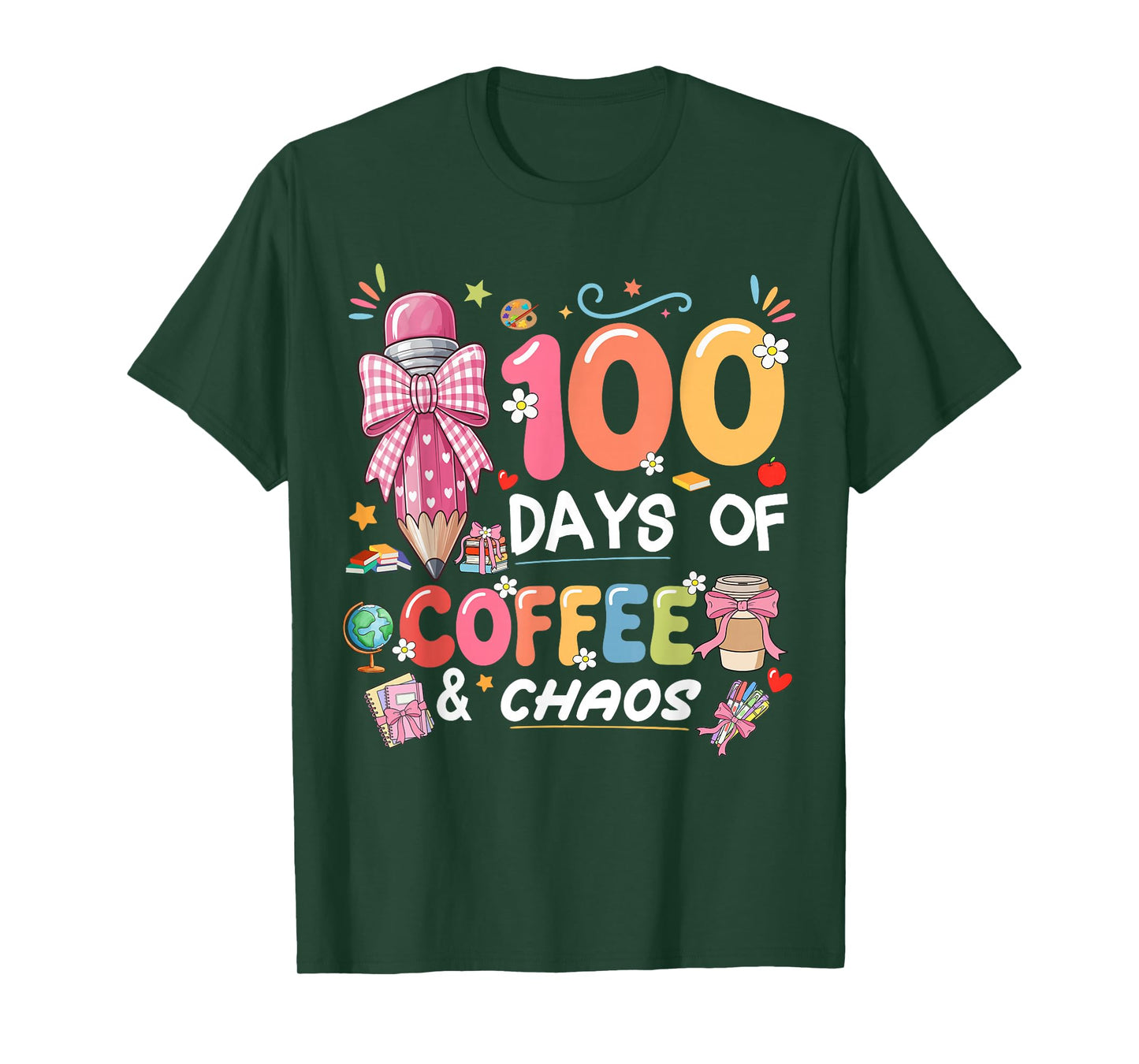 100th Day of School Teacher 100 Days Coffee Books T-Shirt