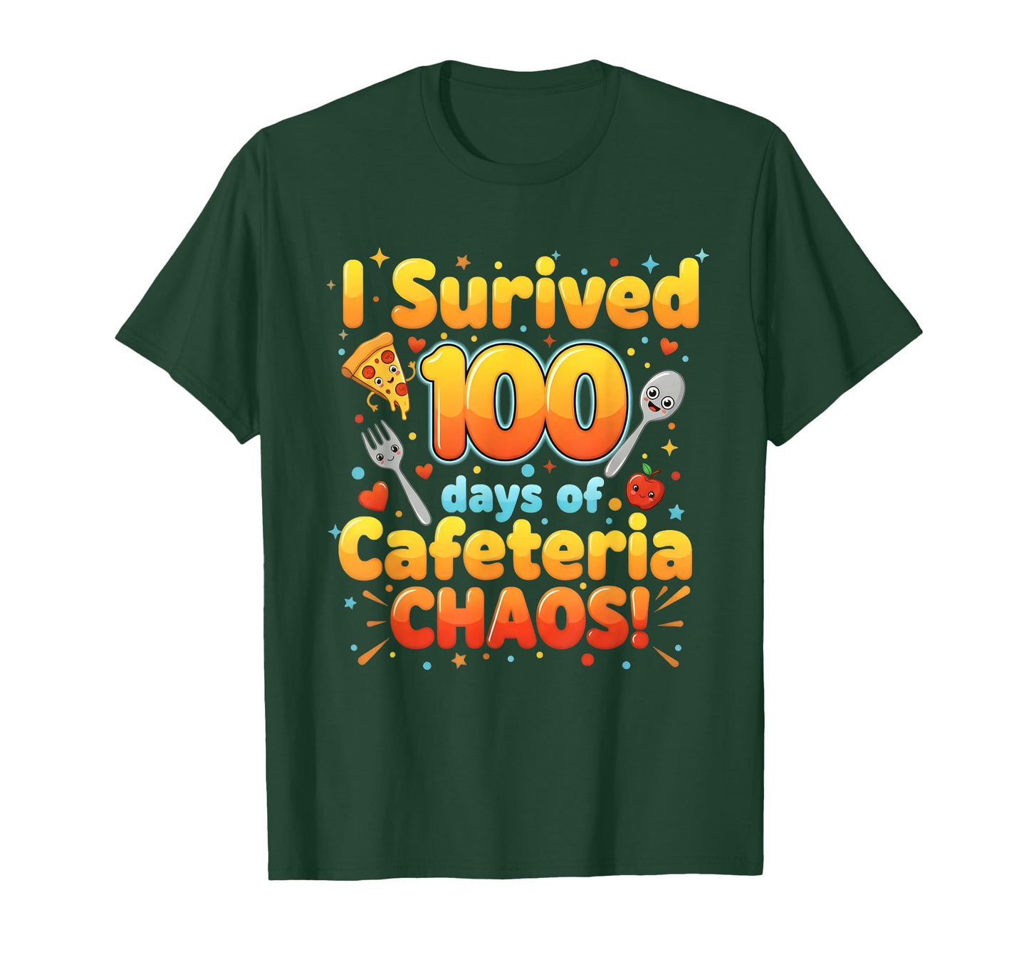 I Survived 100 Days of Cafeteria Chaos Funny Lunch Lady T-Shirt