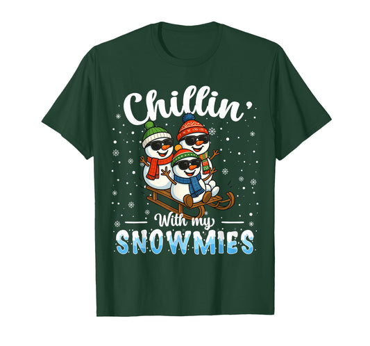 Chillin with My Snowmies Funny Snowman Christmas Kids Boys T-Shirt