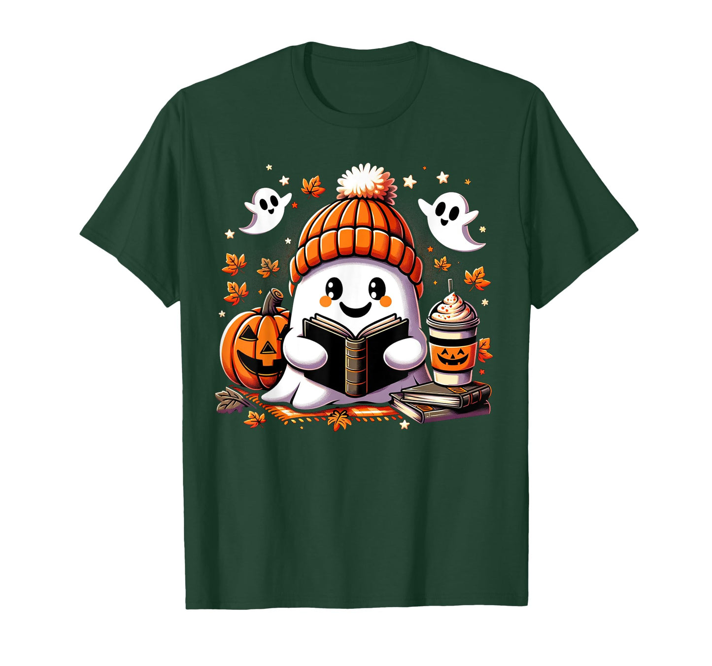 Snug Ghost Reading A Book Halloween Vibes Autumn Love Fall T-Shirt