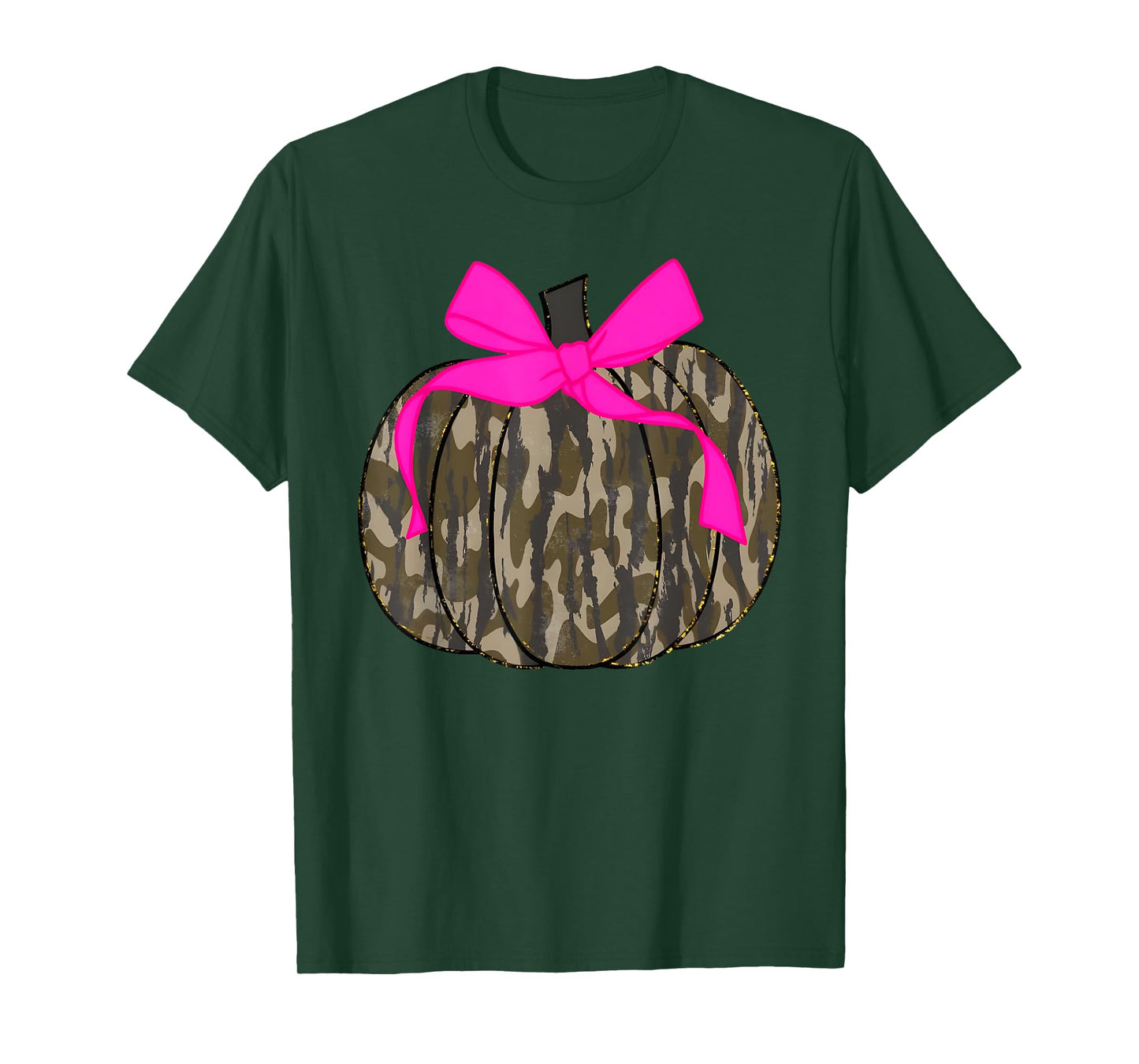 Camo Pumpkin Pink Coquette Bow Thanksgiving T-Shirt