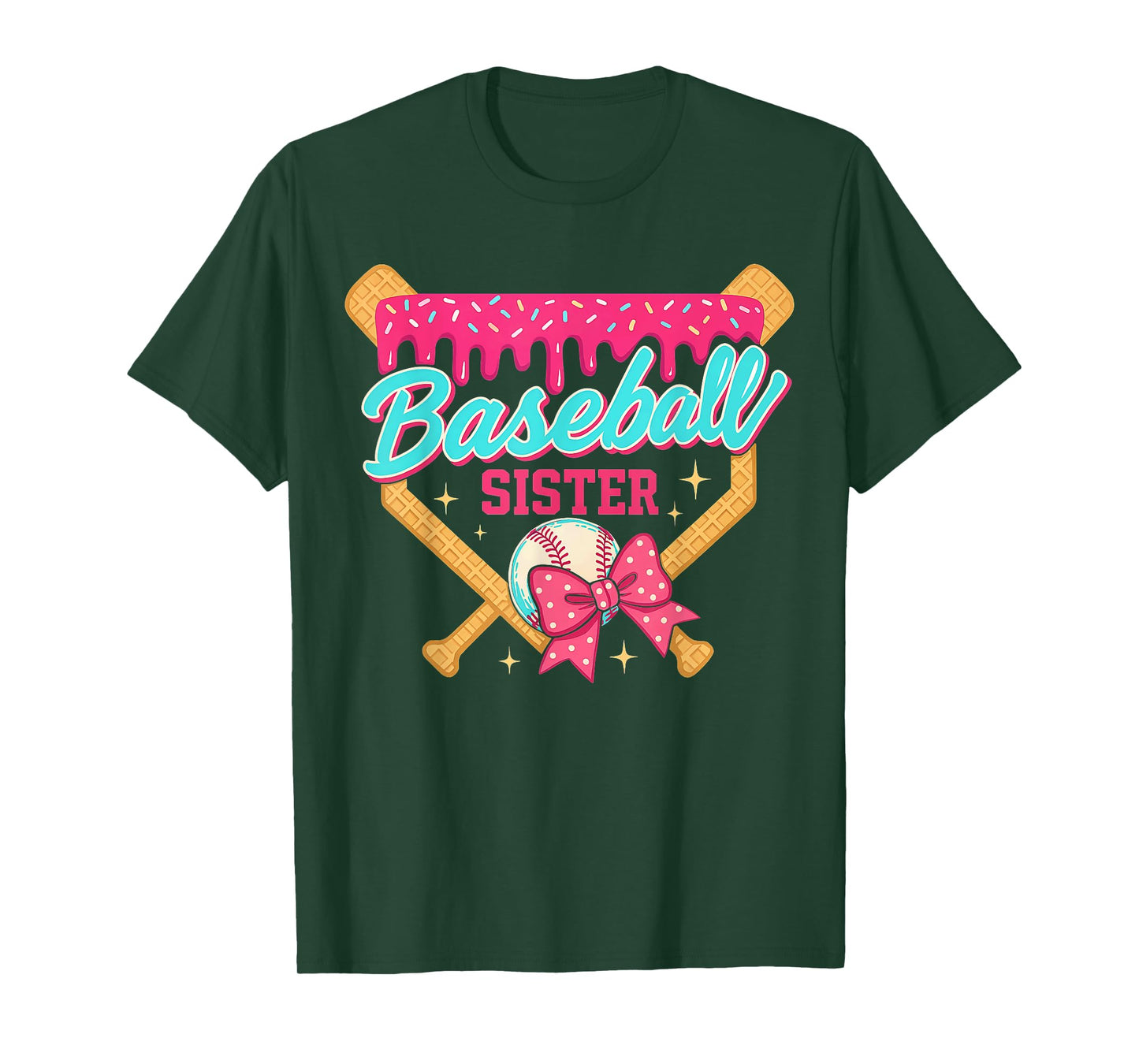 Retro Baseball Sister Ice Cream Drip Baseball Game Day Girls T-Shirt