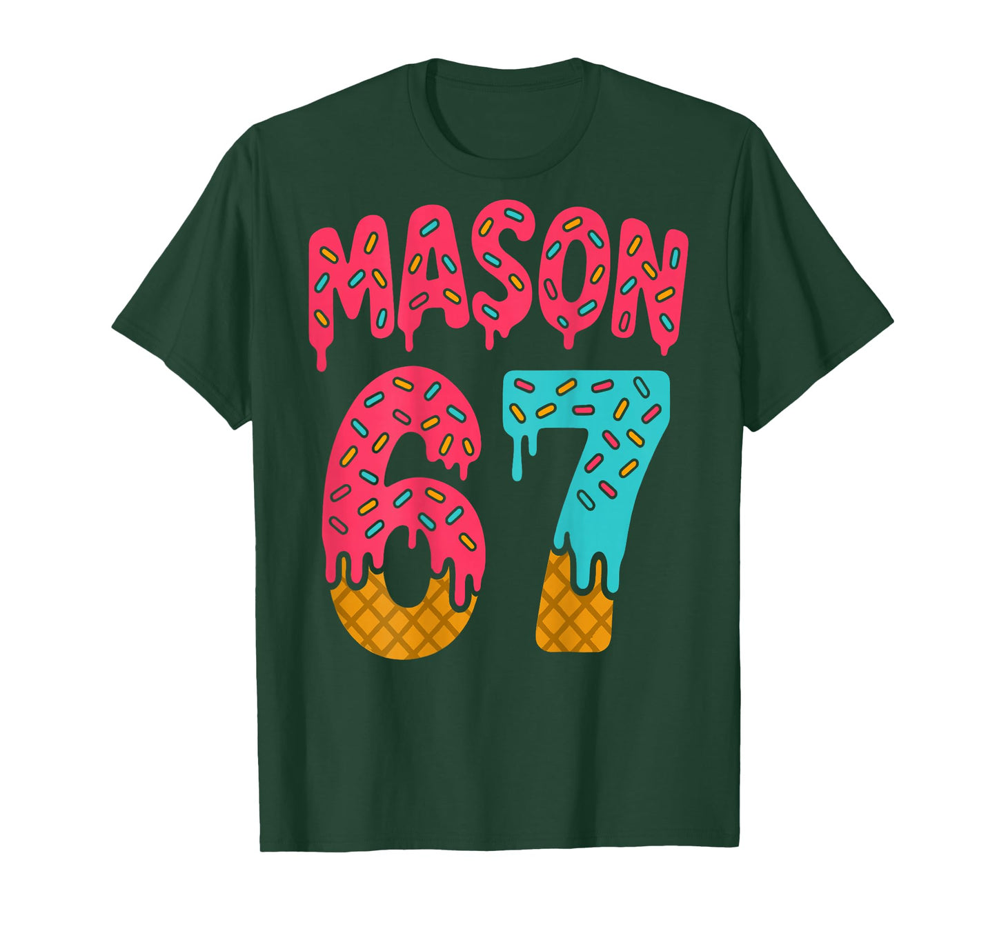 Mason 67 Ice Cream Meme Funny Six Seven (On Back) T-Shirt