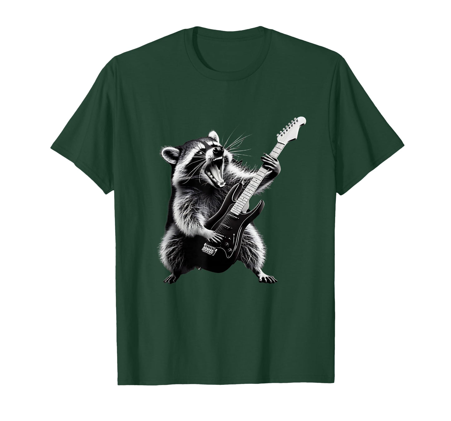 Rock Raccoon Playing Guitar Men Women Kids Funny Raccoon T-Shirt